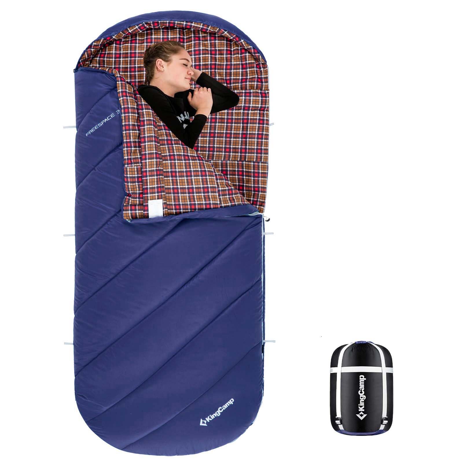 KingCamp Extra Wide Flannel Sleeping Bag for Adults - Lightweight XL Size for Camping & Backpacking - Warm & Cold Weather Comfort - Perfect for Big and Tall Campers - Ideal for Outdoor Adventures, Hiking Trips, and Backyard Camping