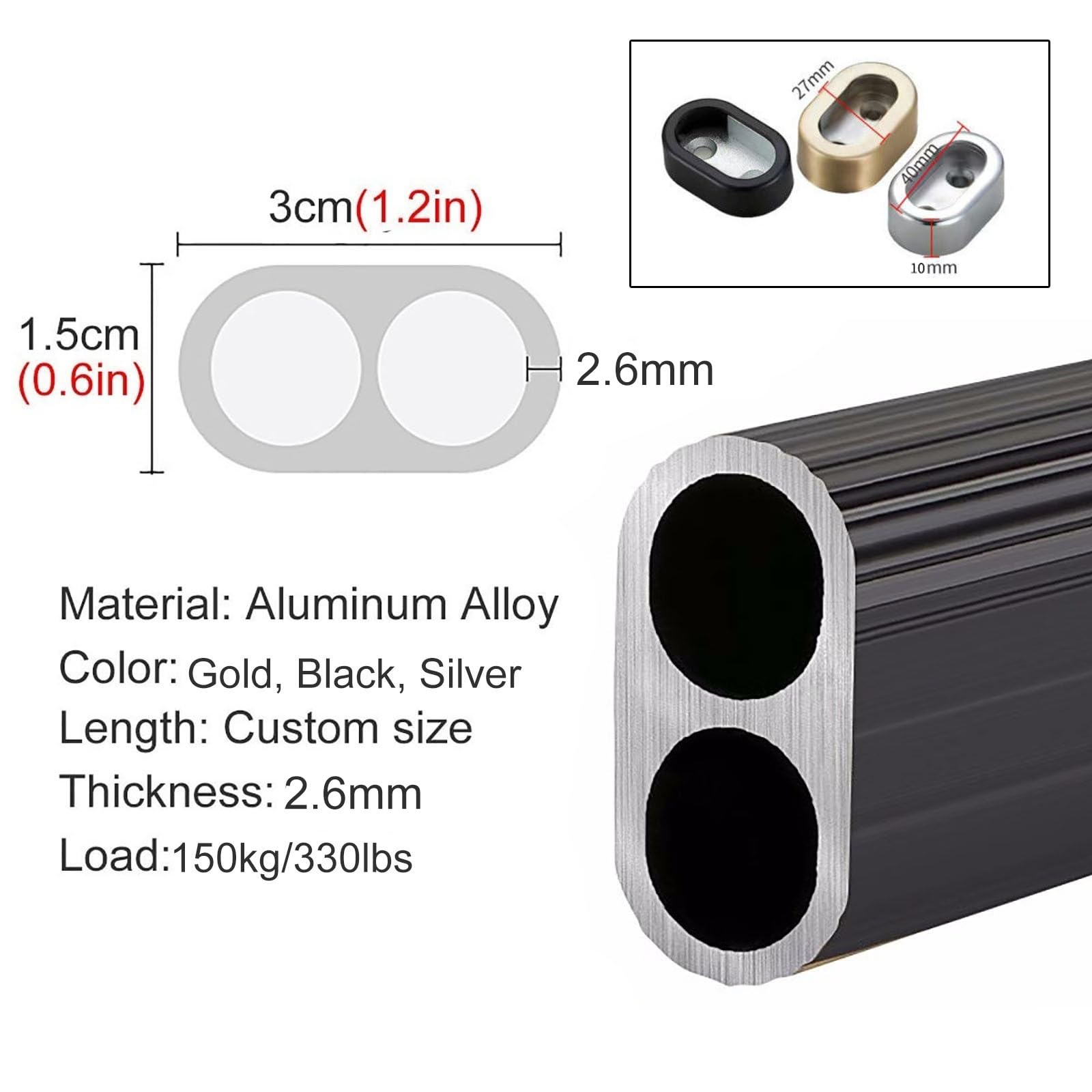 Wall Mounted Aluminum Closet Rod - Adjustable 24 to 50 Inch Clothes Hanging Bar for Wardrobe Organization (Silver) - Perfect for Bedroom Closets, Laundry Rooms & Apartment Storage Solutions