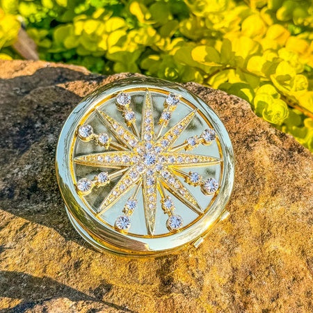 Star Compact Mirror - Portable Travel Makeup Mirror with LED Light, 360° Rotation & Touch Control - Perfect for Home, Travel, and Professional Makeup Artists