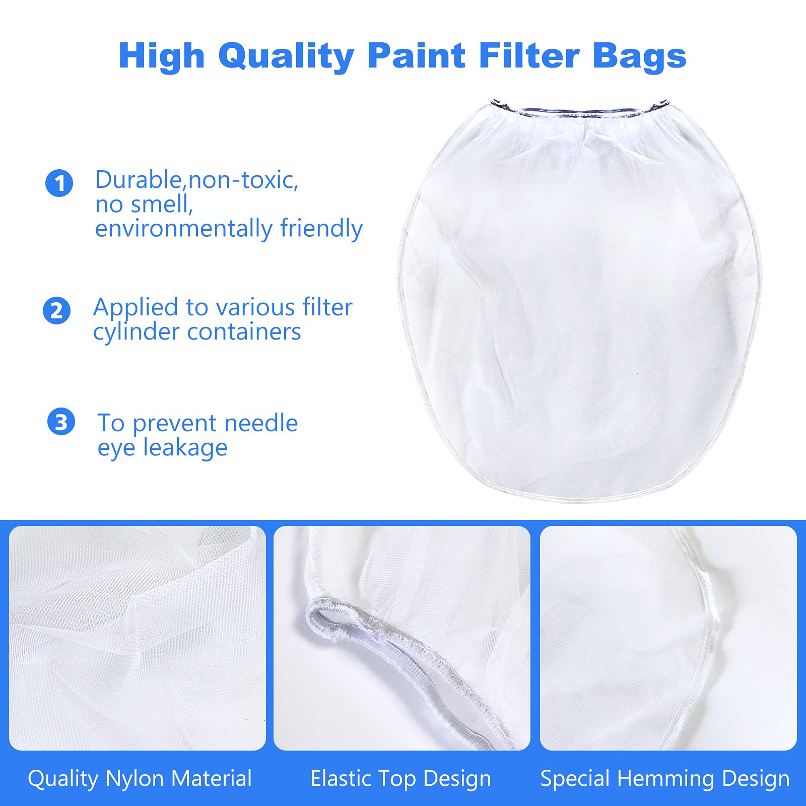 12-Pack 5 Gallon White Fine Mesh Paint Strainer Bags with Elastic Bucket Opening - Hydroponic & Gardening Paint Filters for Professional Painting, DIY Projects, and Home Improvement