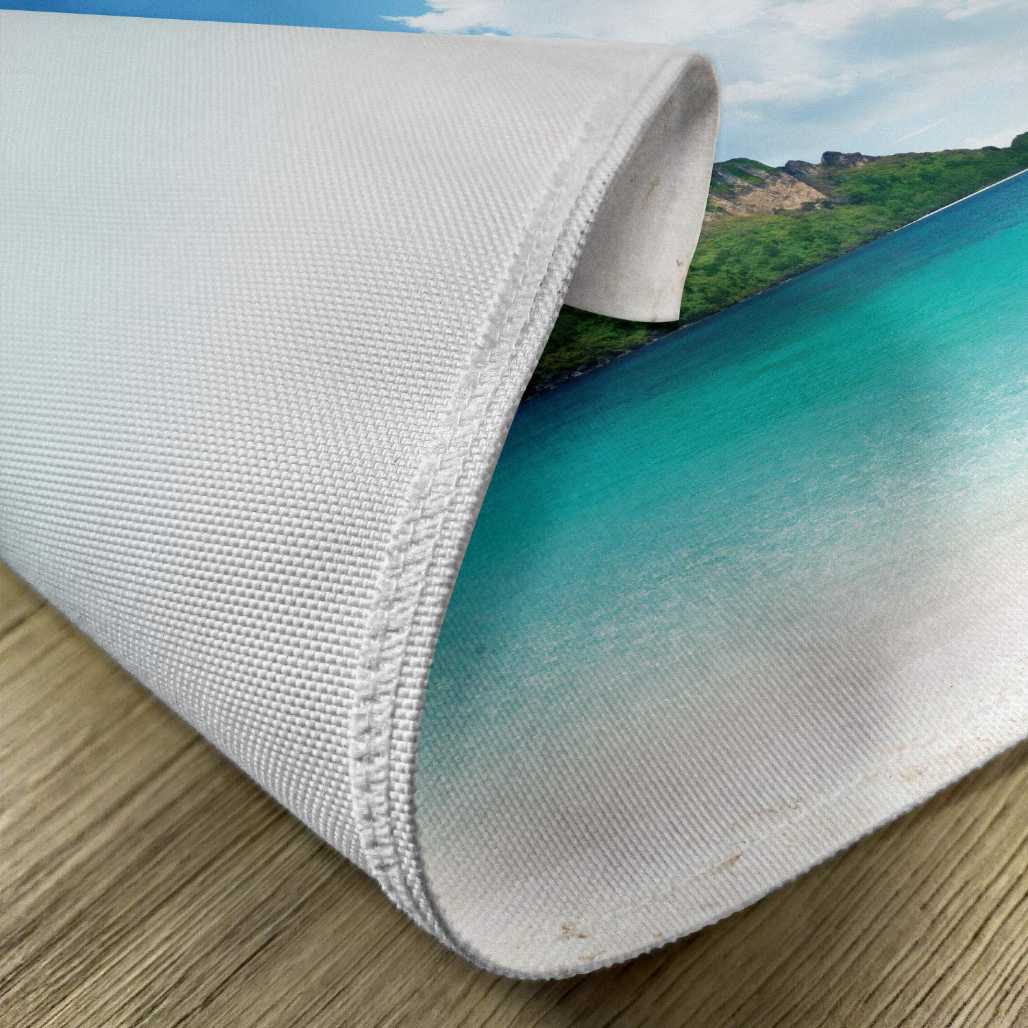 Ambesonne 4-Piece Island Place Mats Set – Thailand South Tropic Paradise Poda Island Photo Design, Washable Fabric Table Mats for Dining Room & Kitchen Decor in Blue White Cream – Perfect for Beach House, Tropical Theme Parties & Summer Dining