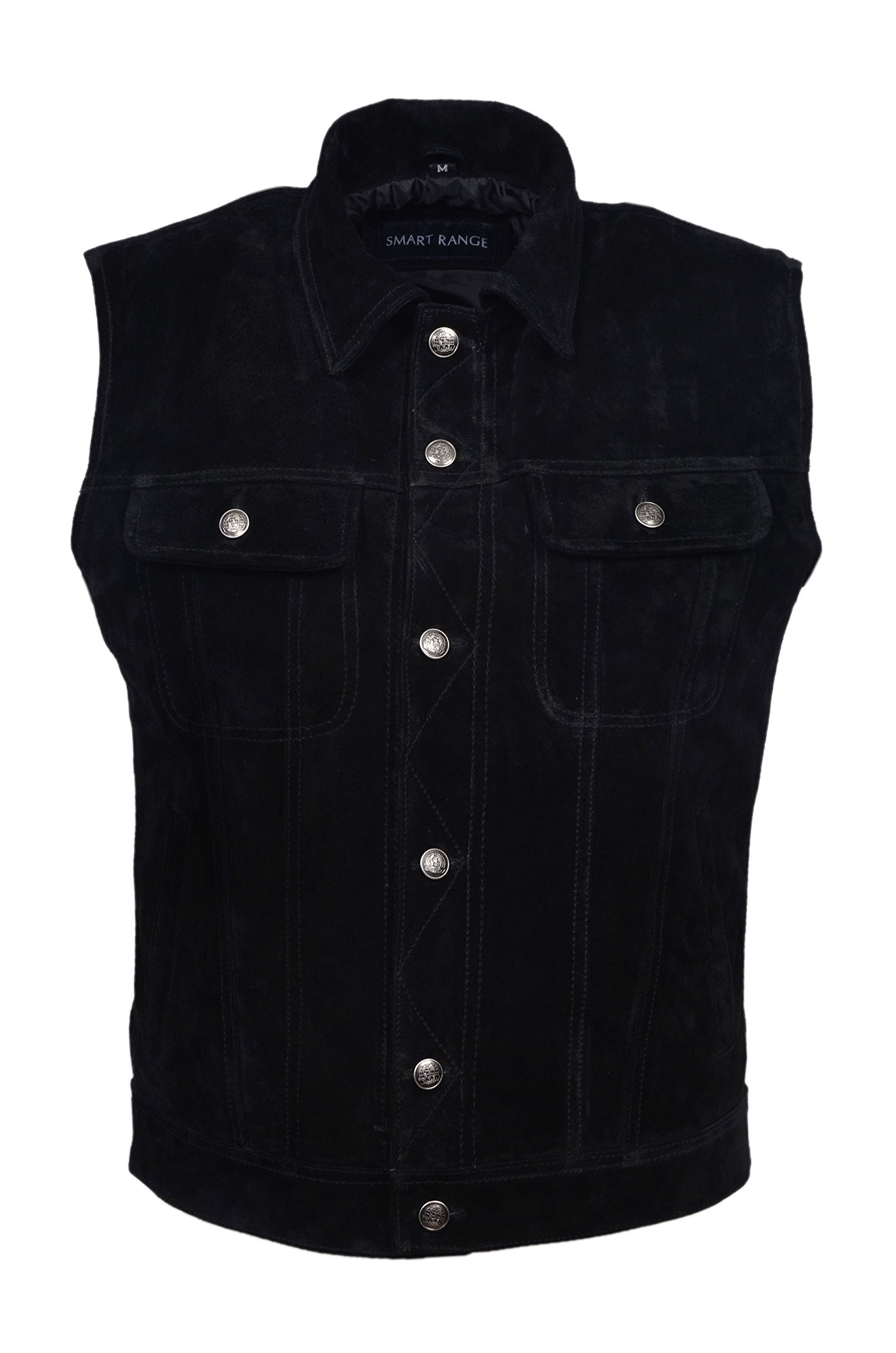 Men's Western Style Real Leather Waistcoat - Tan Suede Sleeveless Vest Jacket for Cowboy, Biker & Outdoor Wear | Durable Trucker Vest for Casual & Country Fashion (Model 1280)