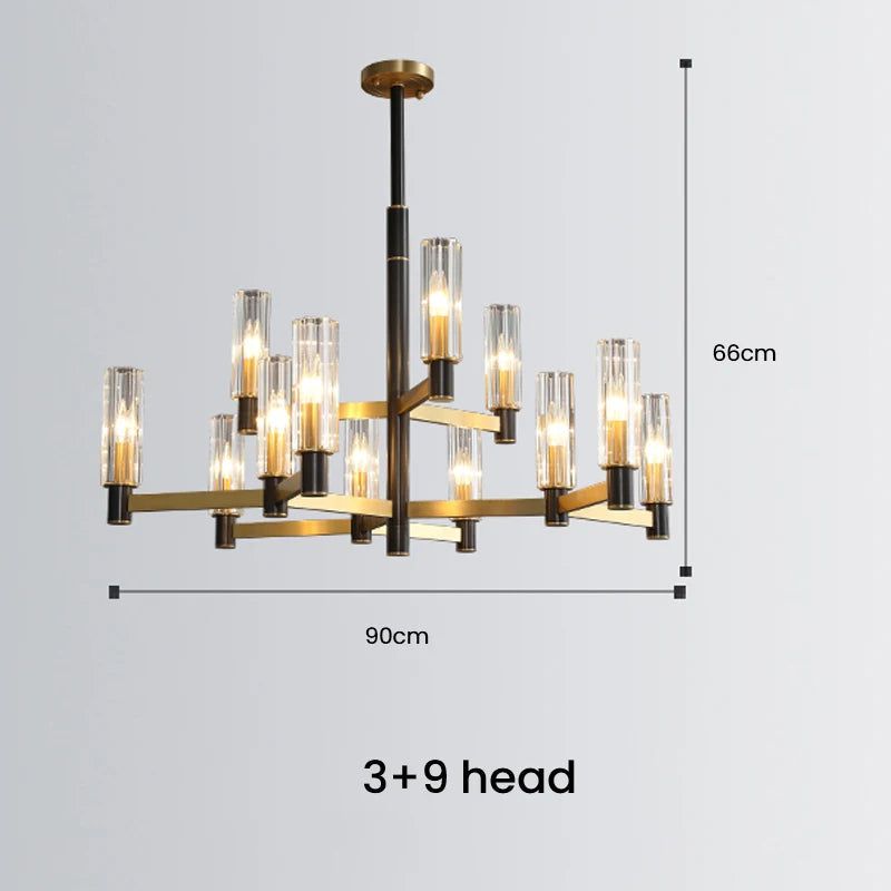 Elegant Copper Branch Crystal Chandelier - Modern Rustic Ceiling Light Fixture for Dining Room, Living Room & Bedroom Decor