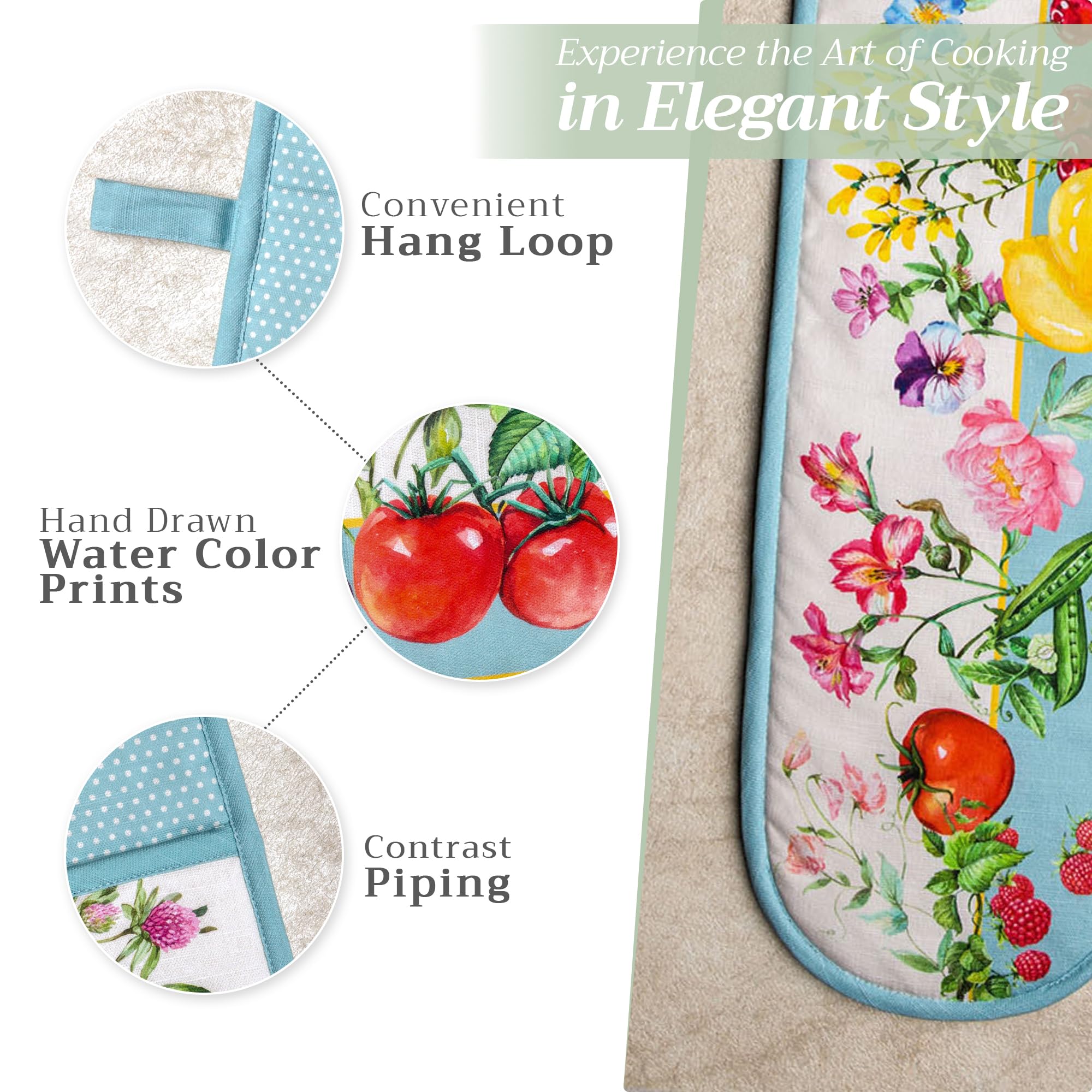 Maison d'Hermine 100% Cotton Double Oven Mitts Set - 7