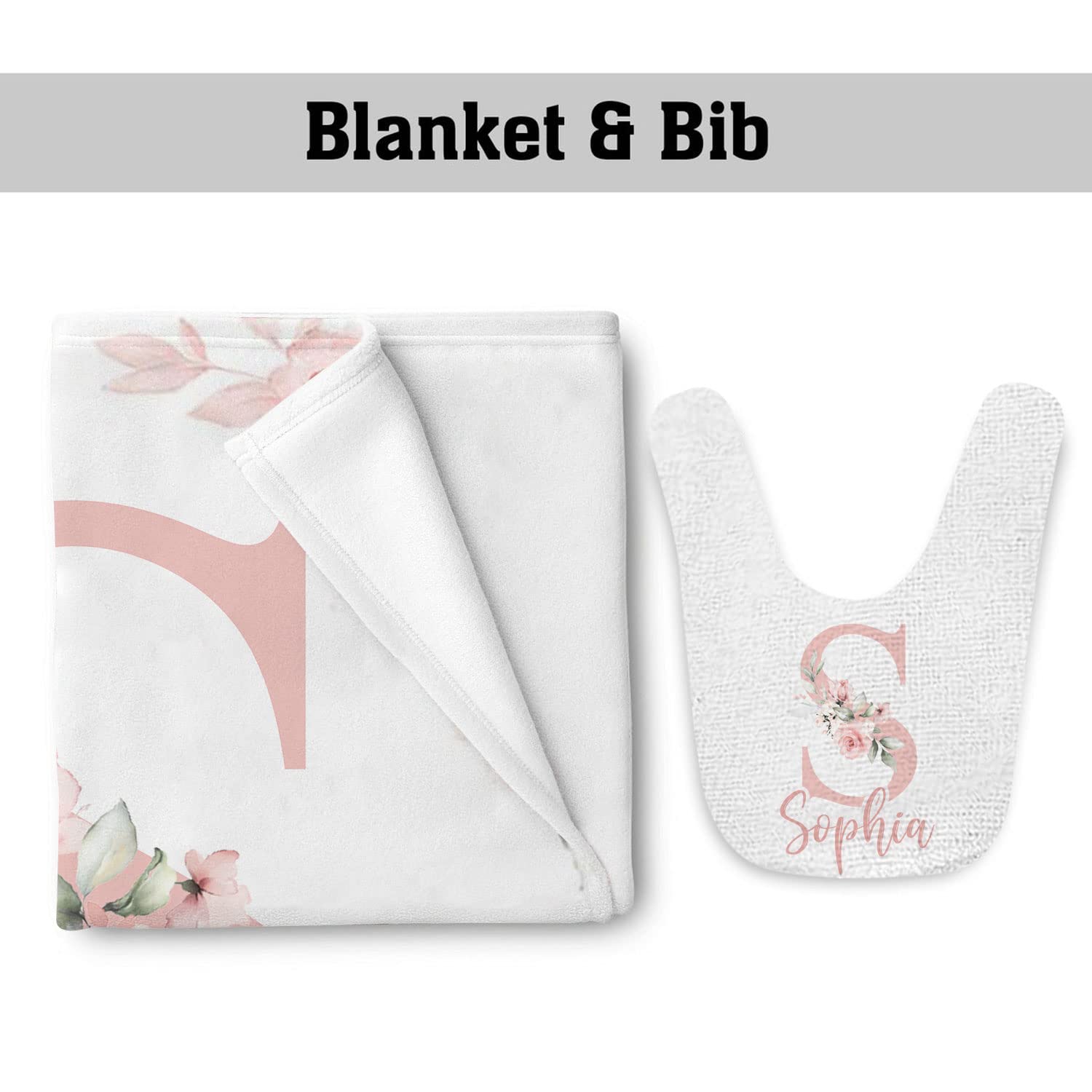 Personalized Baby Girl Blanket with Custom Name & Floral Watercolor Design - Soft Monogram Blanket for Newborn, Nursery, Christening & Photo Shoots - Perfect Baby Shower Gift & Keepsake