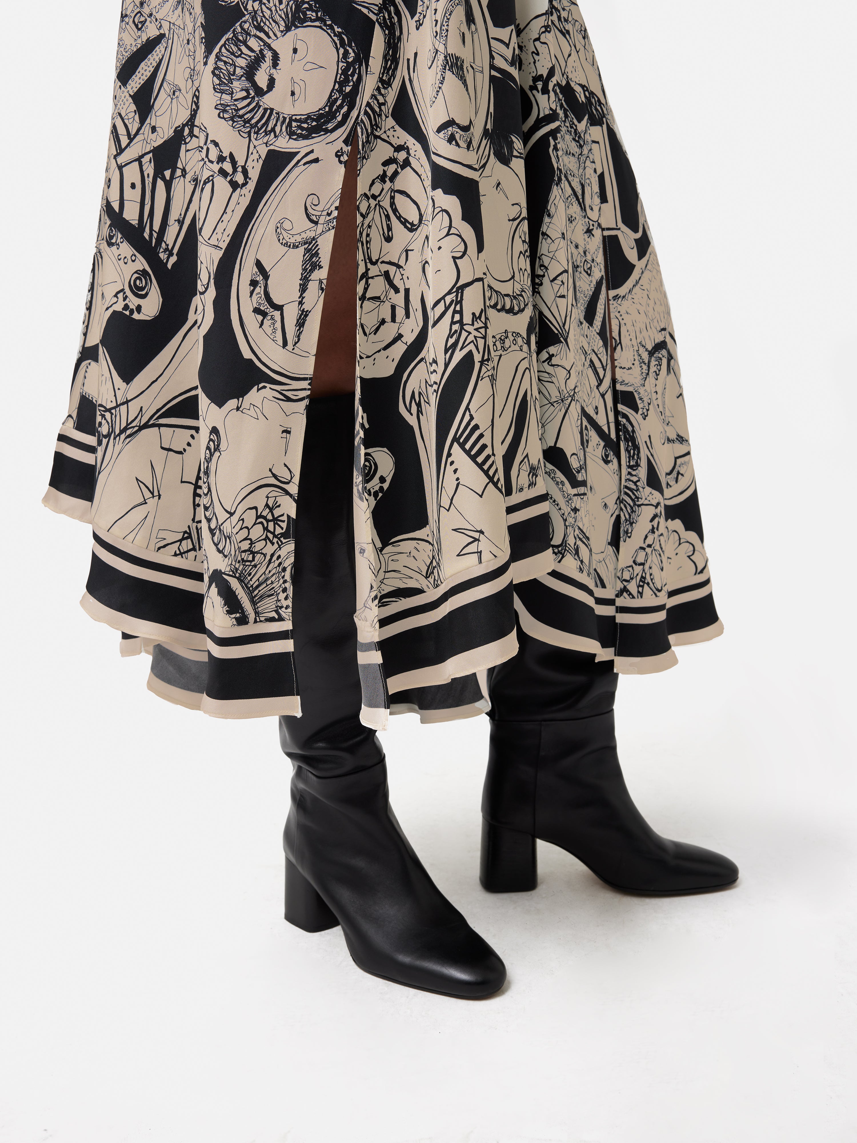 Elegant Kings & Queens Silk Skirt - Monochrome Luxury Wrap Skirt for Women | Perfect for Weddings, Parties & Special Occasions