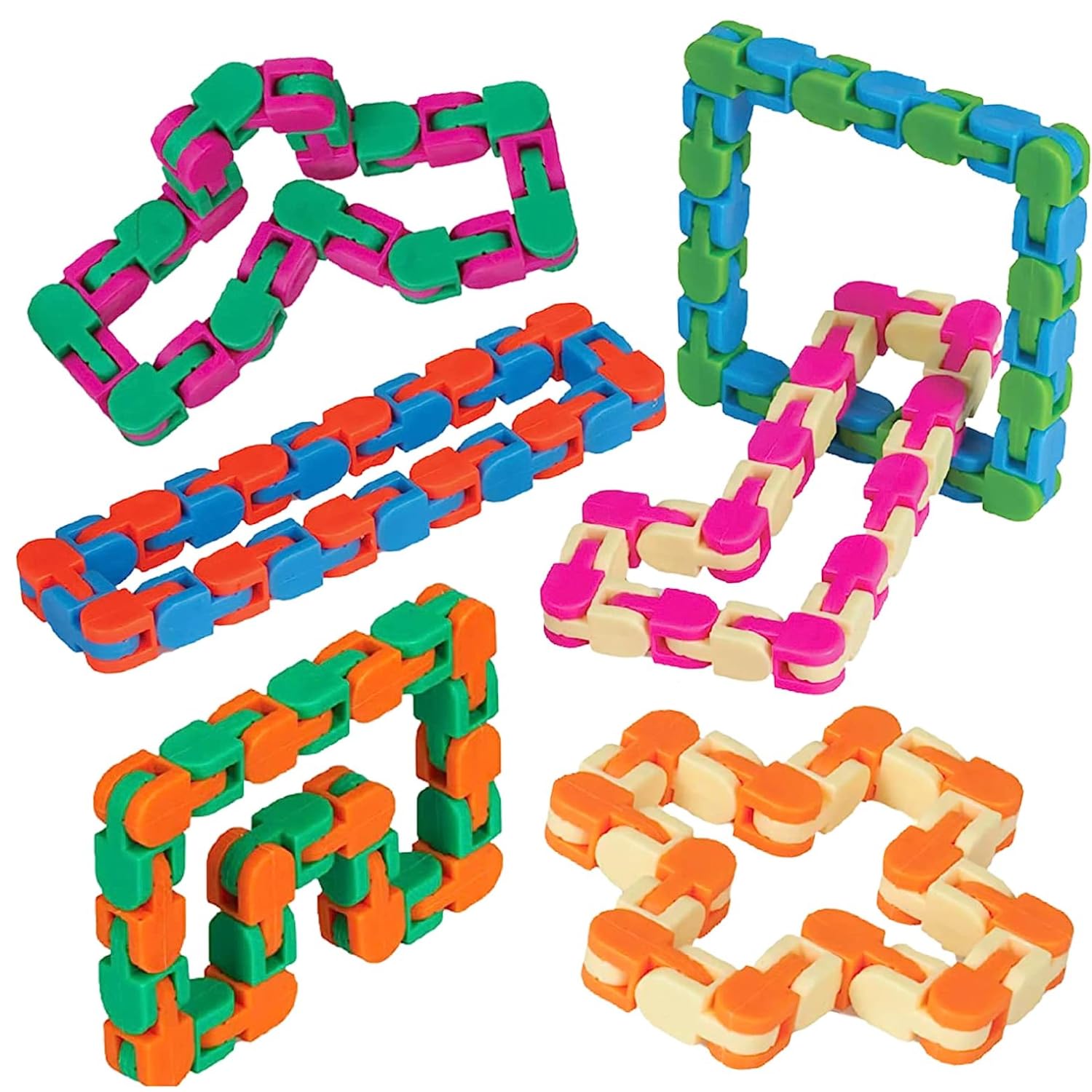 Neliblu Wacky Tracks 6 Pack Sensory Fidget Toys - Snap & Click Fidget Cube Puzzles for ADHD, Autism & Stress Relief - Therapy Sensory Toys for Kids & Adults - Perfect for Classroom, Office & Travel Focus Aid