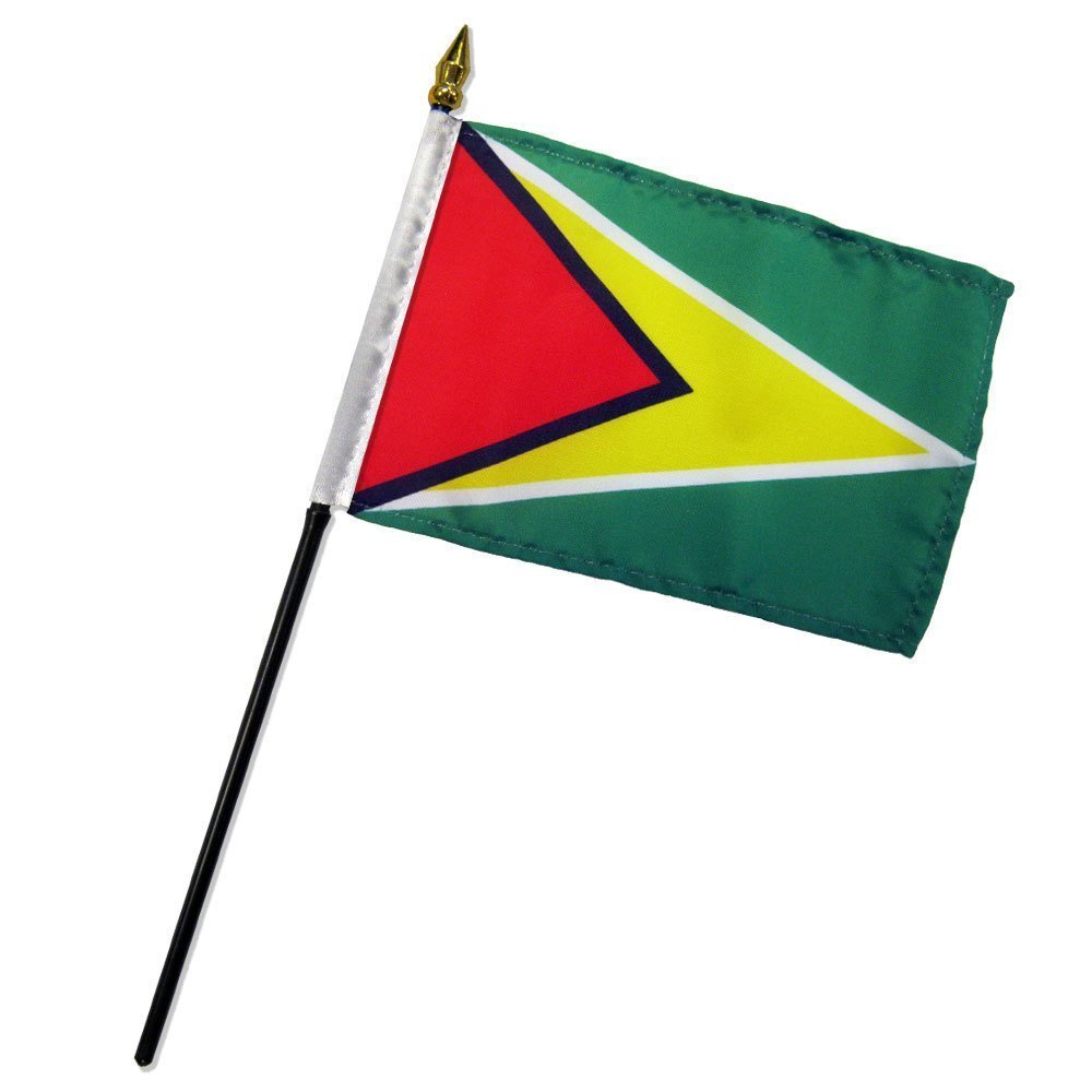 Guyana 4x6 Inch Mini Desk Stick Flag - Small Handheld Flag for Office, School, or Home Decor - No Base Included (1 Flag)