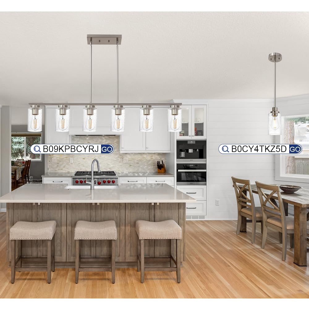 Modern Brushed Nickel Pendant Light Fixture - Adjustable 1-Light Hanging Lighting for Kitchen Island, Dining Table, Hallway, Bedroom, Office & Bar | Farmhouse & Contemporary Home Decor