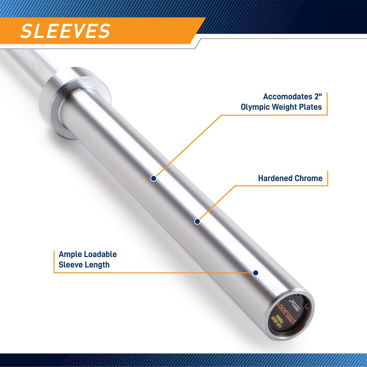 Chrome 45lb Olympic Barbell - SteelBody STB 1707CC Weightlifting Bar for CrossFit, Powerlifting & Home Gym Training