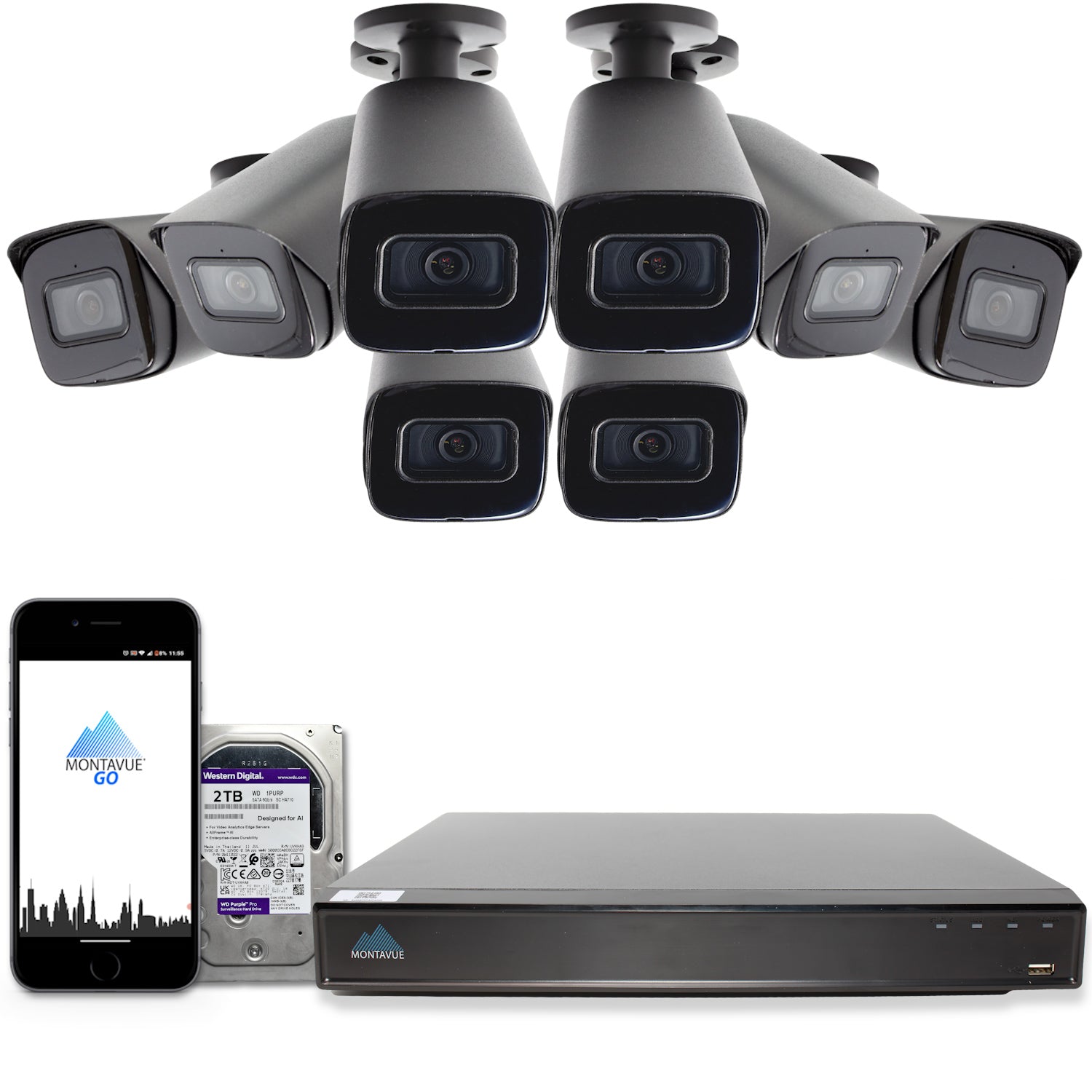 MTB8108 X Package - 8MP 4K SMD 4.0 Bullet Security Cameras with 8 Channel NVR System & 2TB HDD - Ideal for Home Surveillance, Business Security, and Outdoor Monitoring