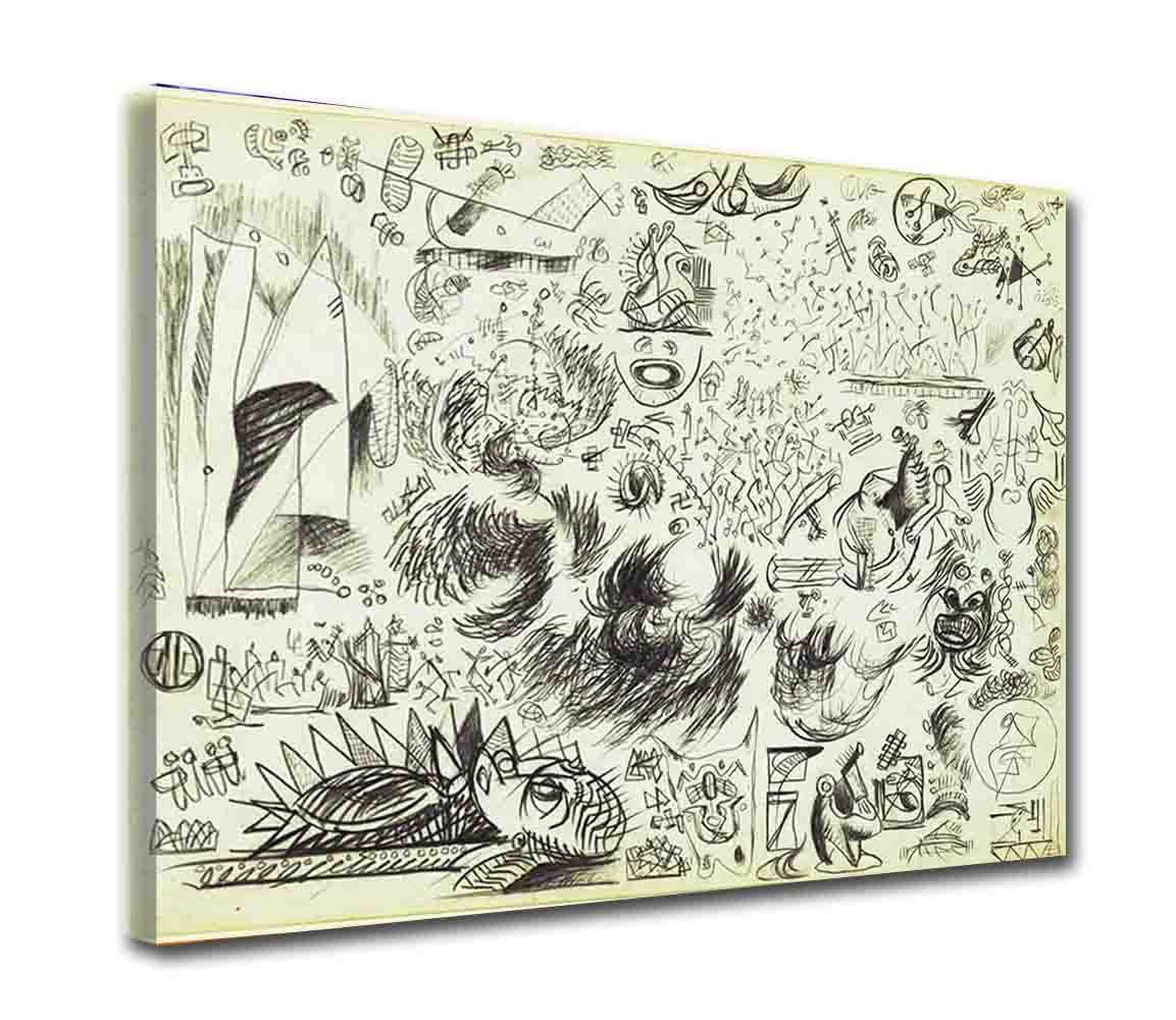 Jackson Pollock 'Stretch' Framed Canvas Wall Art - Modern Abstract Painting for Living Room, Bedroom & Office Decor - Ready to Hang (65x98cm / 26x39inch) - Perfect for Home, Office & Gift Giving