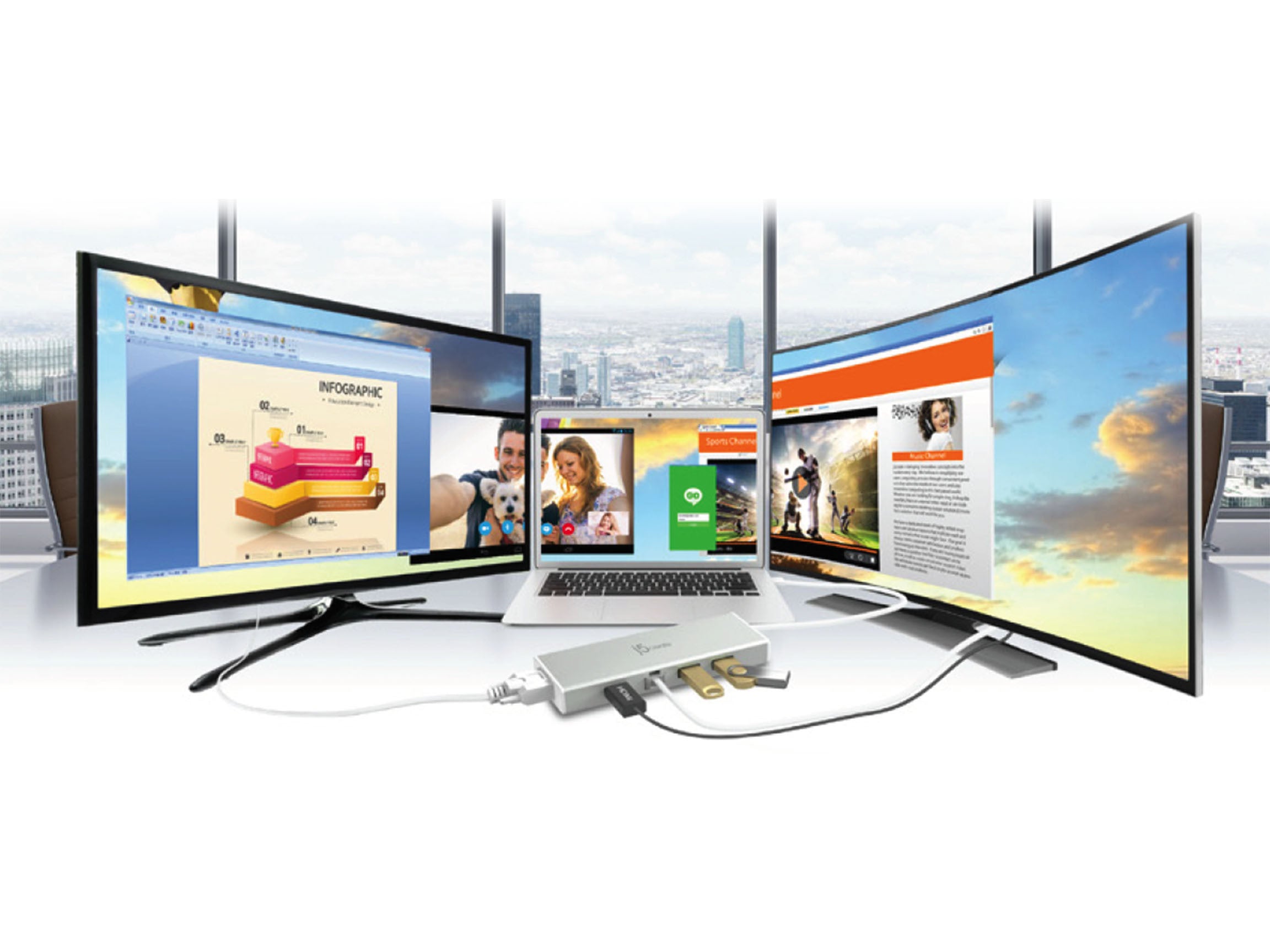 USB 3.0 Mini Docking Station - 4-in-1 Portable Hub with HDMI, USB Ports, Ethernet & SD Card Reader - Perfect for Laptop, MacBook, PC & Home Office Setup