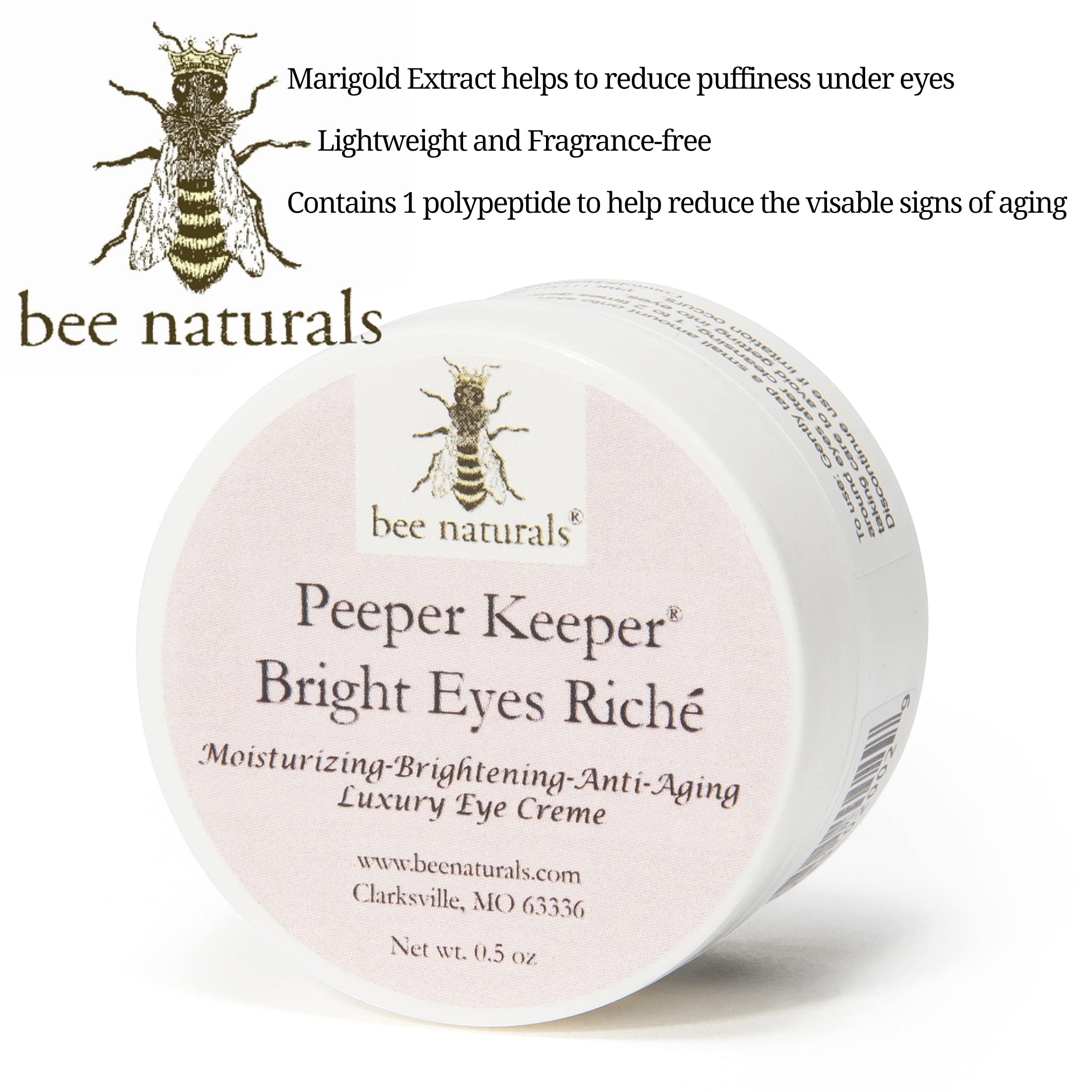Bee Naturals Peeper Keeper Trio Eye Care Set - Anti-Aging Treatment for Wrinkles, Puffy Eyes & Crow's Feet | Dark Circle Reduction & Hydrating Eye Cream | Perfect Gift for Women & Skincare Lovers | Day & Night Use