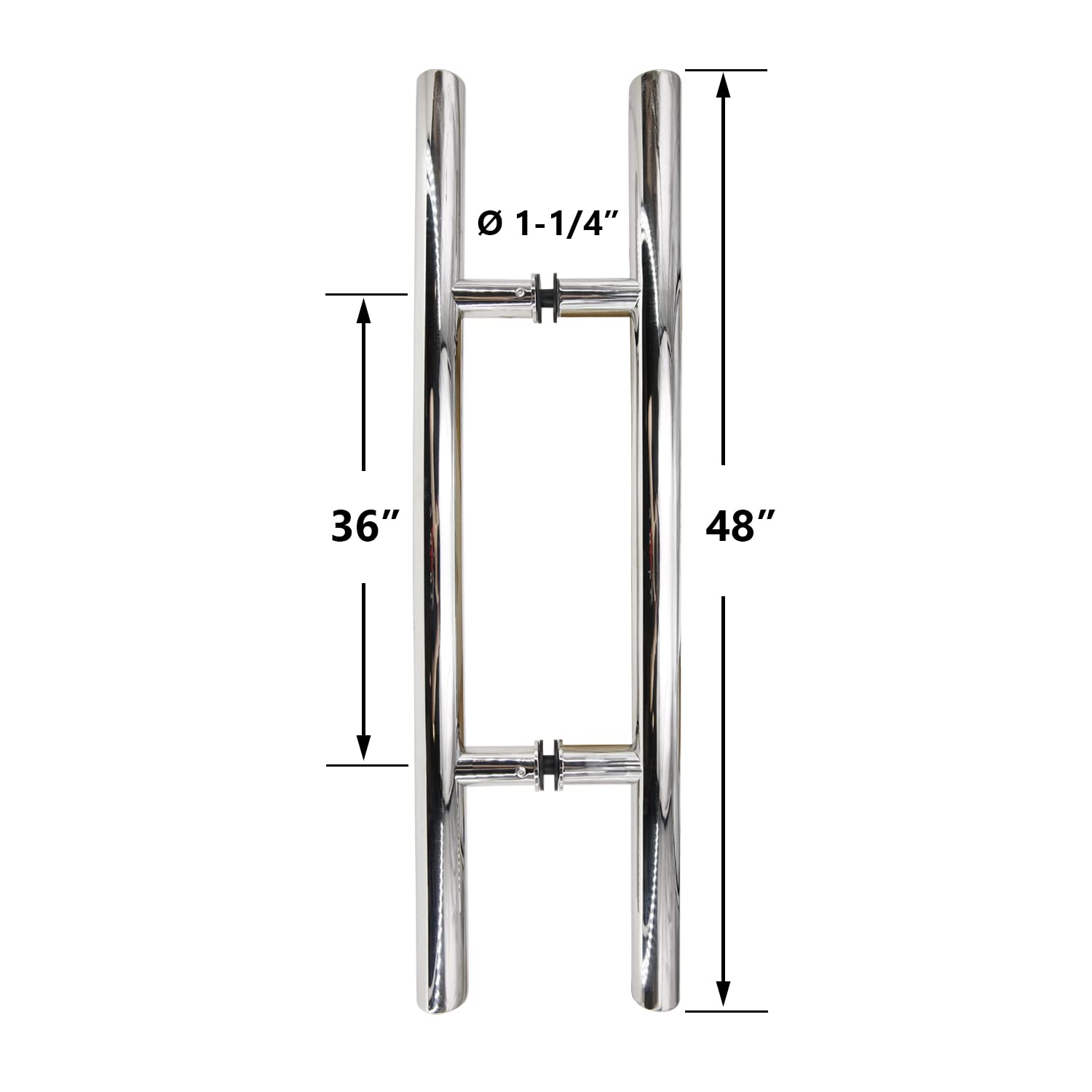 304 Stainless Steel Ladder Style Back-to-Back Glass/Barn Door Push Pull Handle - 48 Inch Chrome Finish - Perfect for Modern Homes, Offices & Commercial Spaces