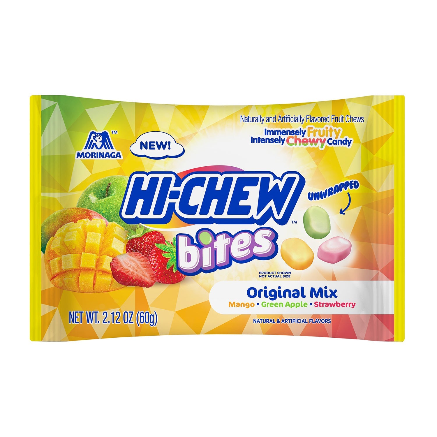 Hi Chew Assorted Fruit Flavored Soft Candy Bites | 2.12oz (60g) Pack of 12 | Chewy Japanese Snacks for School, Office & Travel | Variety Mix Includes Strawberry, Grape & Mango