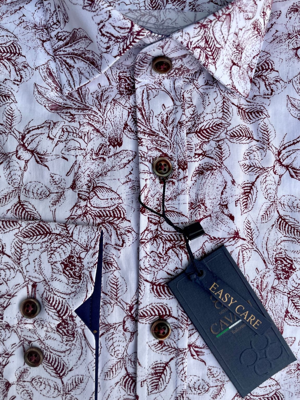 Cavani Men's Burgundy Printed Casual Shirt - Stylish Long Sleeve Button Down for Work, Office & Date Night