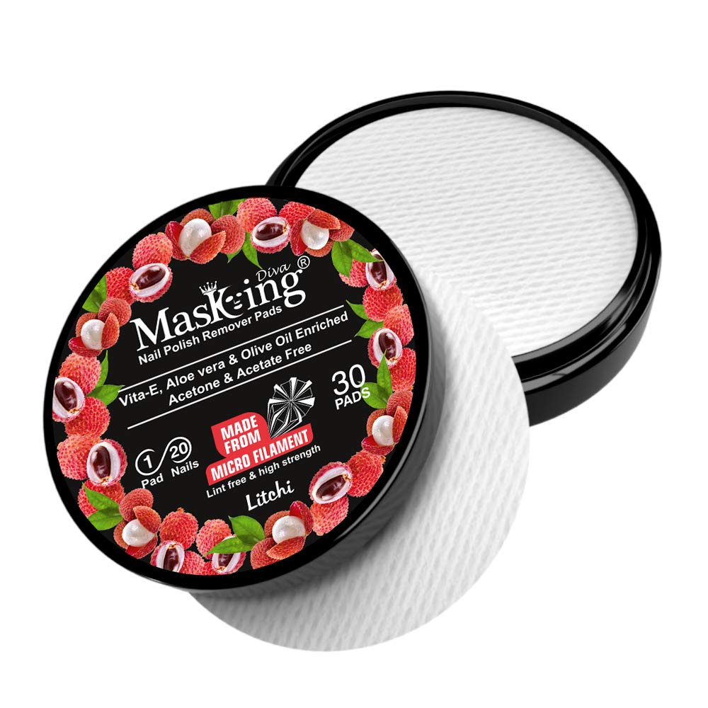 MasKing Beauty Facial Sheet Mask Set - 4 Pack with Pomegranate, Kiwi, Avocado & Potato Extracts for Hydration & Glow | Diva Litchi Nail Polish Remover with 30 Round Pads | Skincare & Nail Care Combo for Spa Day, Self-Care Routine & Gift Ideas