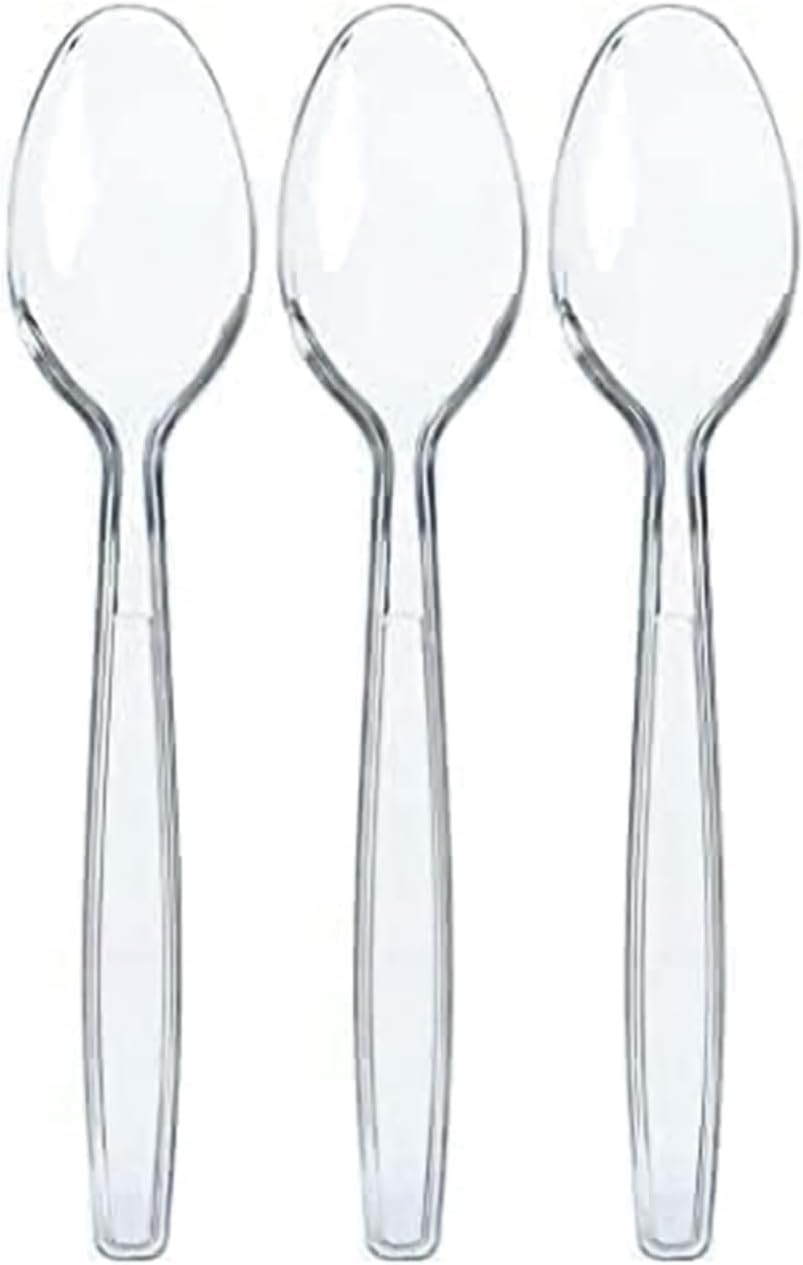 Caltecx 100-Pack Biodegradable Spoons | Eco-Friendly Compostable Cutlery for Parties, Picnics, Camping & Events | Durable Disposable Spoons for Indoor & Outdoor Use