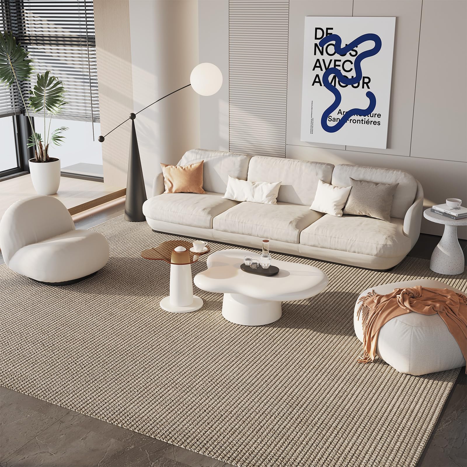 Modern Cloud Coffee Table Set of 2 - Small Irregular Side & End Tables in White Cream | 2-in-1 Contemporary Design for Living Room, Bedroom & Office | Perfect for Small Spaces, Coffee Break & Home Decor