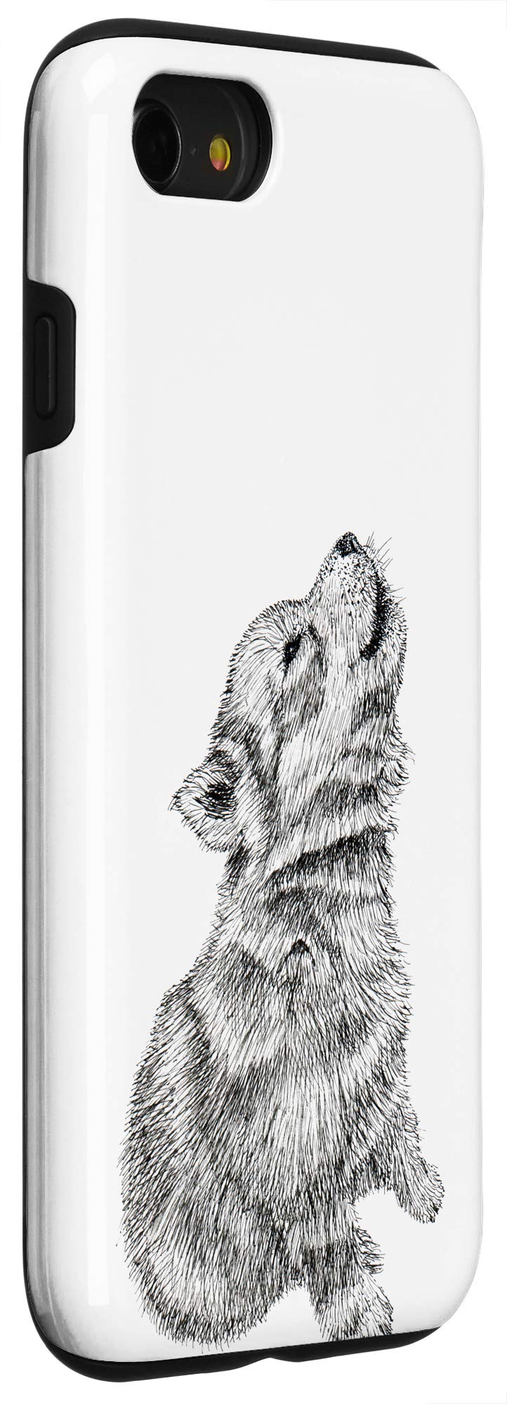 Cute Baby Wolf Cub Wildlife Drawing Phone Case for iPhone SE (2020) / 7 / 8 - Durable Protective Cover with Artistic Design - Perfect for Nature Lovers & Outdoor Adventures
