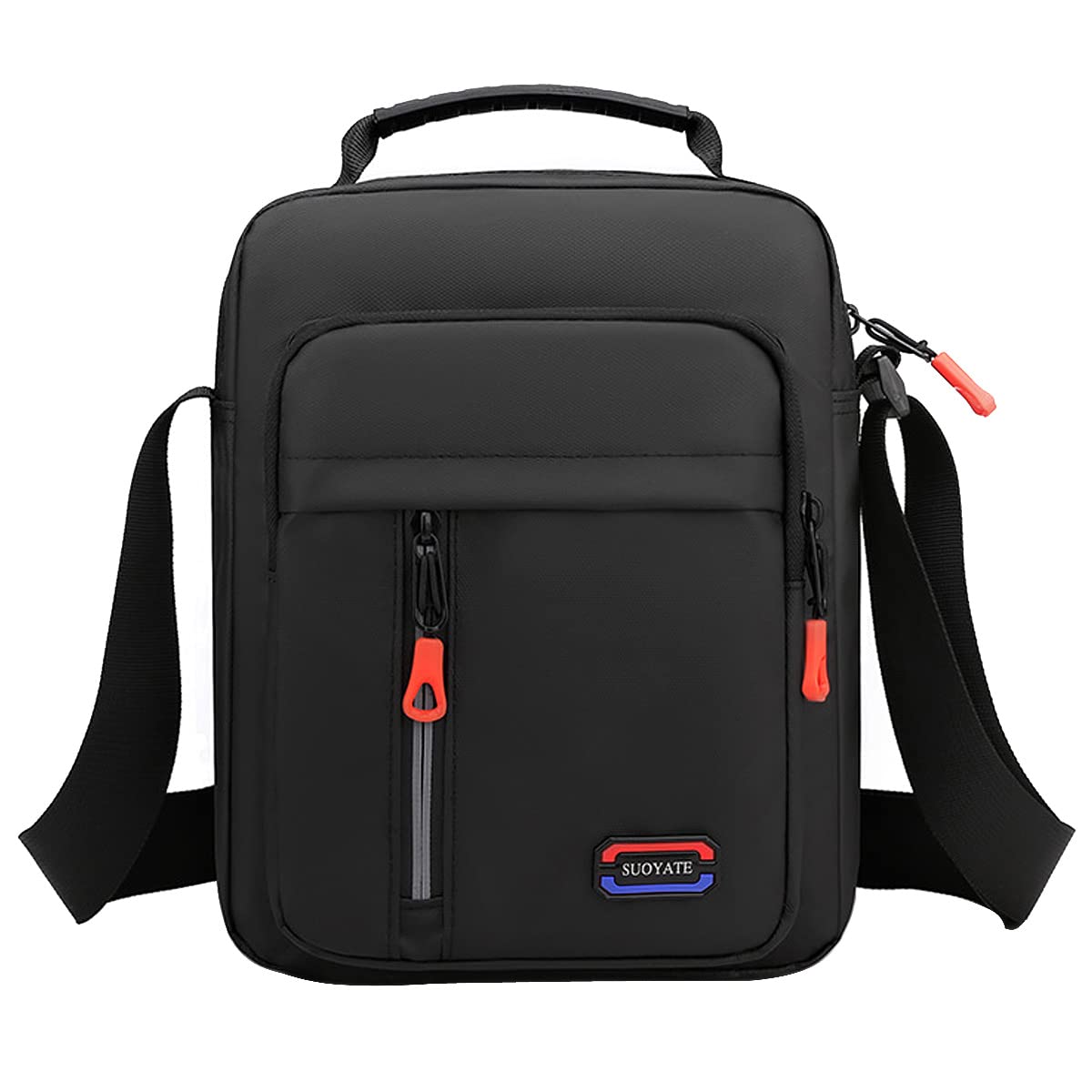 Men's Canvas Shoulder Bag - Small Crossbody Messenger Bag with Multiple Pockets for Phone, Wallet & Essentials | Durable Casual Handbag for School, Work, Travel & Hiking | Perfect Everyday Carry Bag (Black)