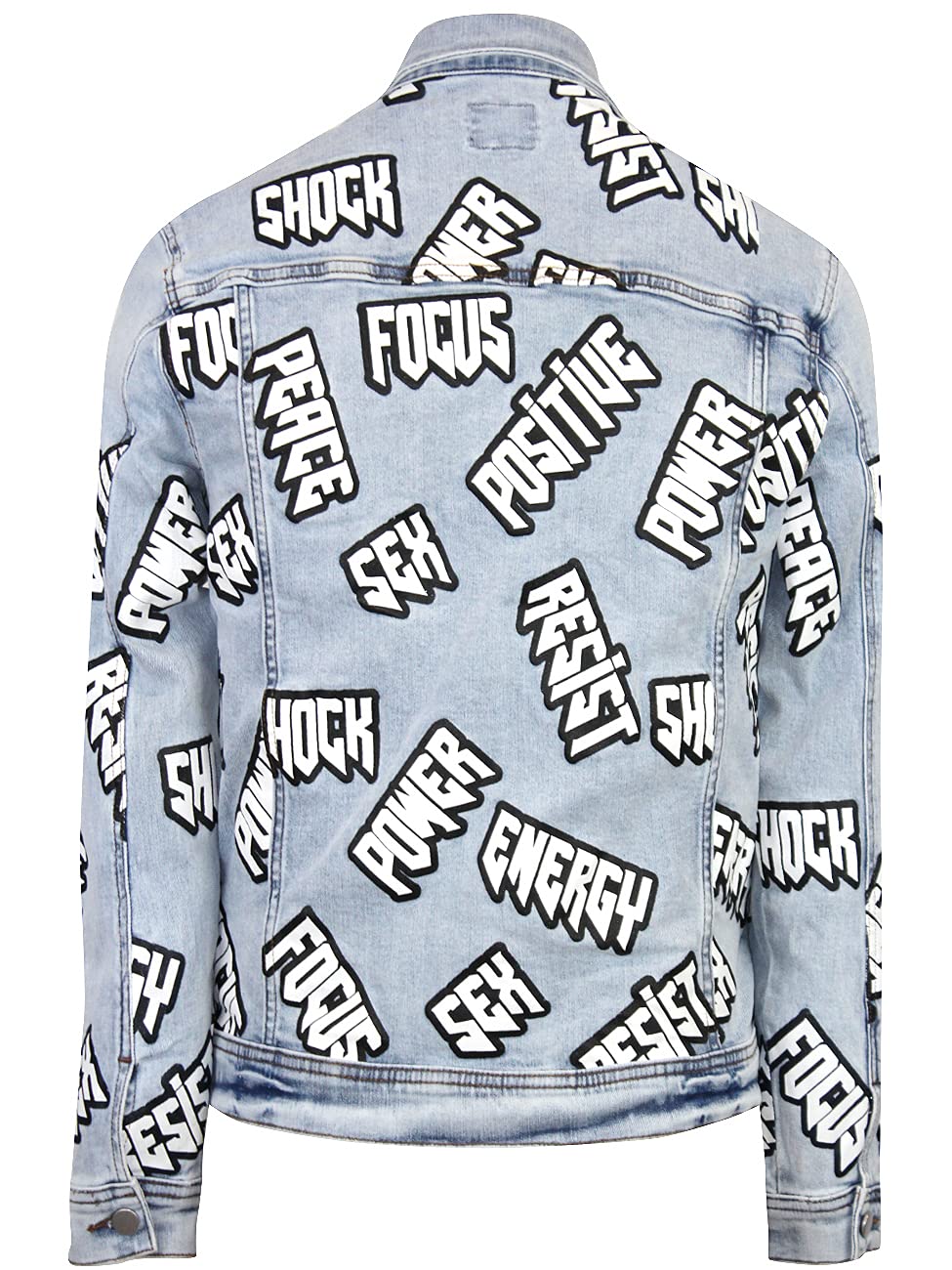 Men's Graphic Print Cotton Denim Jacket - Light Blue Ice Wash Style for Casual Wear & Street Fashion | Perfect for Spring Outfits, Date Nights & Urban Streetwear Looks