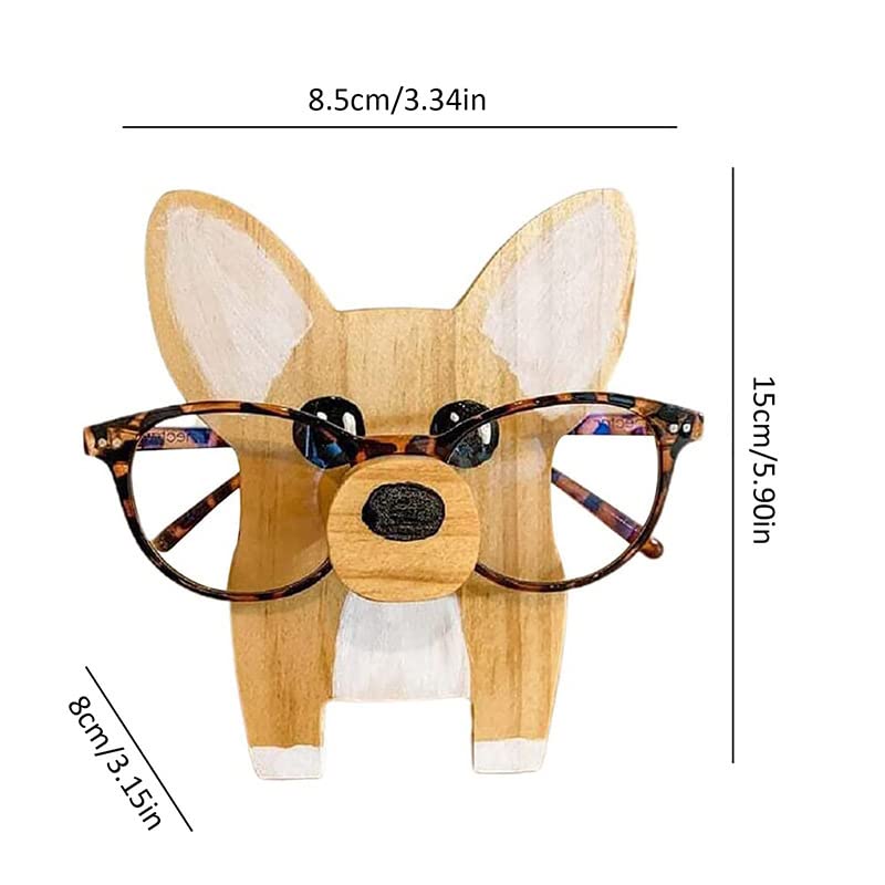 Wooden Animal Glasses Holder Stand - Cute Cartoon Eyeglass Organizer for Desk, Nightstand or Bathroom | Perfect Gift for Glasses Wearers (Color-B)