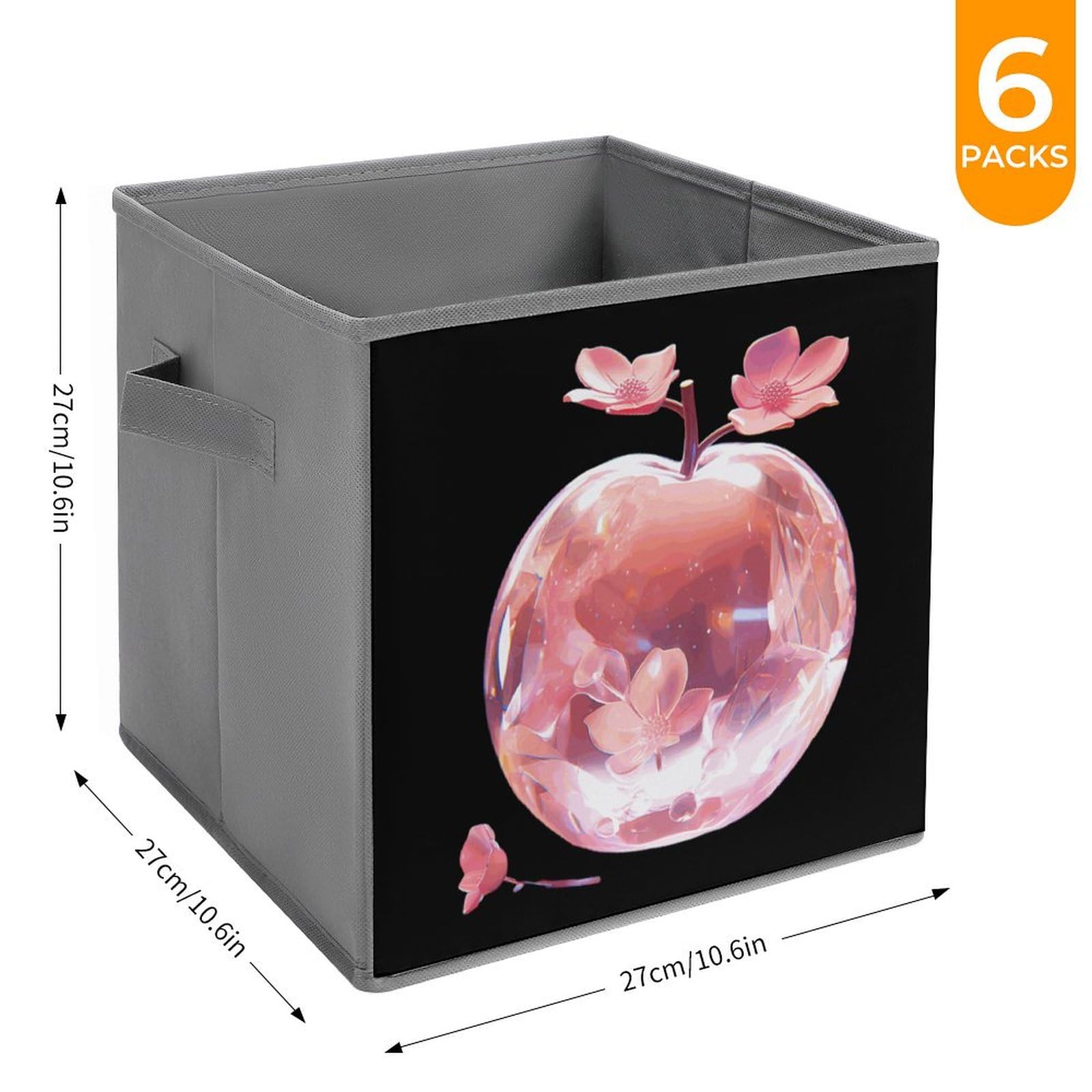 6-Pack Crystal Clear Foldable Storage Cubes with Handles - Square Organizer Bins for Closet, Nursery, Office & Home Organization - Space Saving Storage Baskets for Toys, Books & Clothes