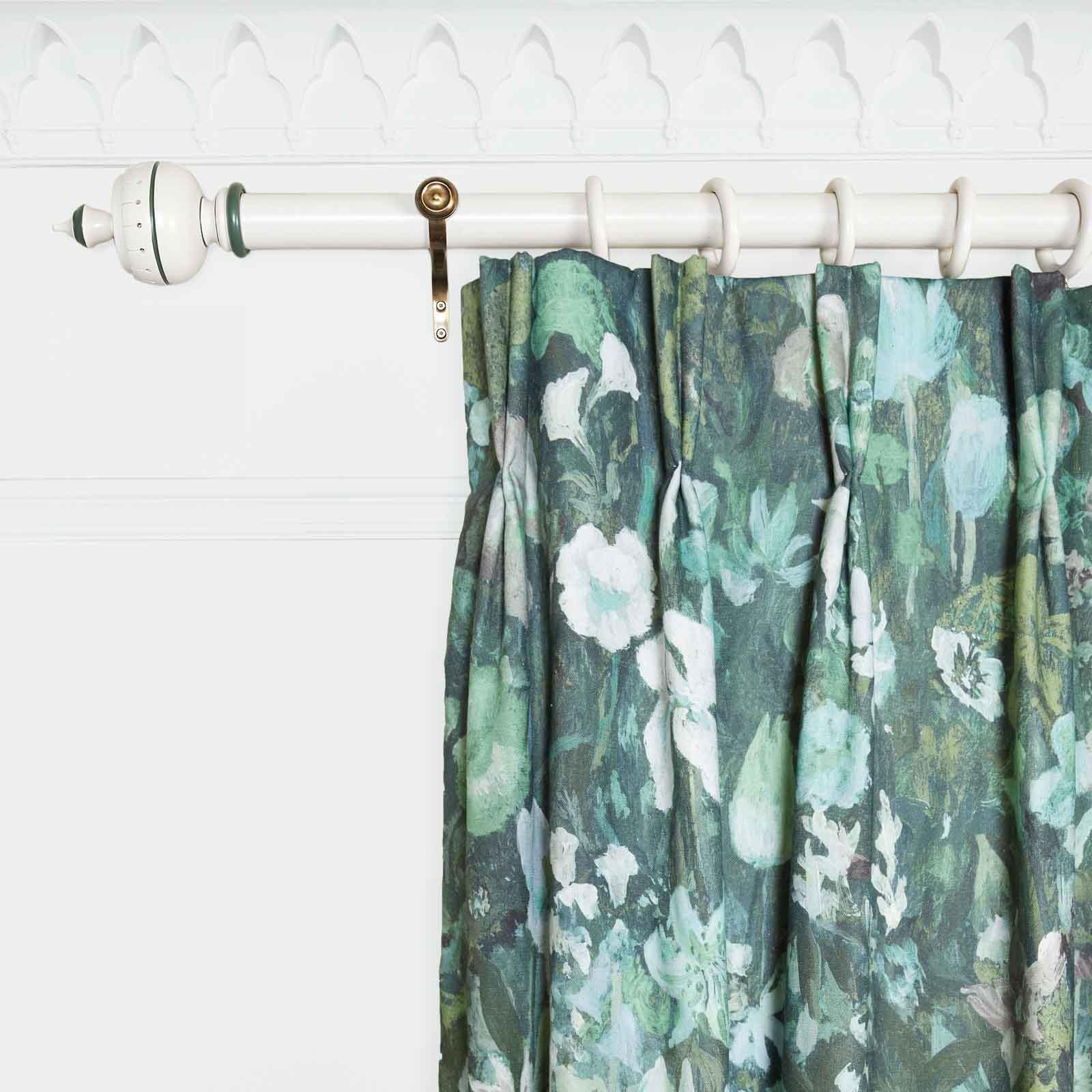 Premium FLORIBUNDA MAGNA Cotton Linen Curtains in Verde Green - Elegant Window Treatments for Living Room, Bedroom & Home Decor