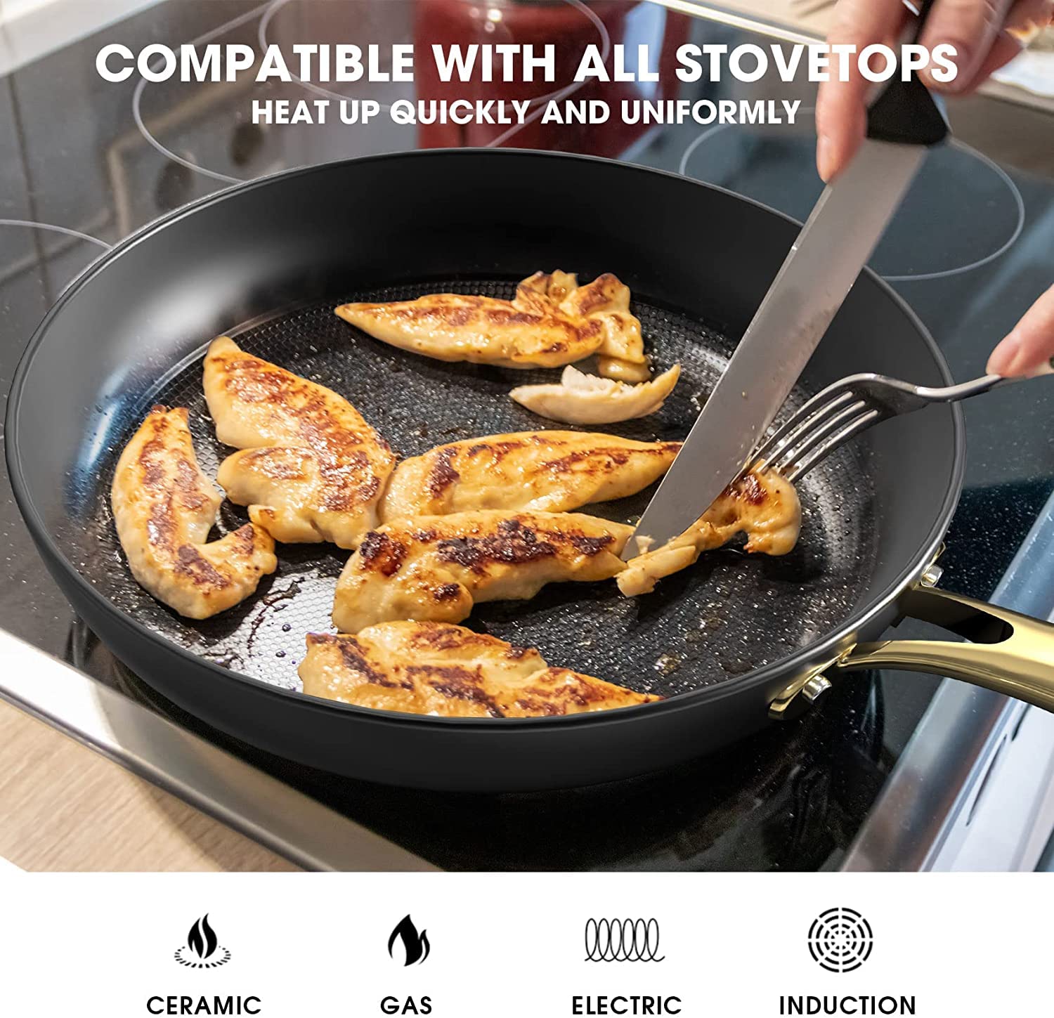 **Imarku 12 Inch Cast Iron Skillet - Professional Non Stick Frying Pan with Stay Cool Handle, Durable & Easy to Clean - Perfect for Searing, Baking & Camping - Ideal Holiday Gift for Home Chefs**