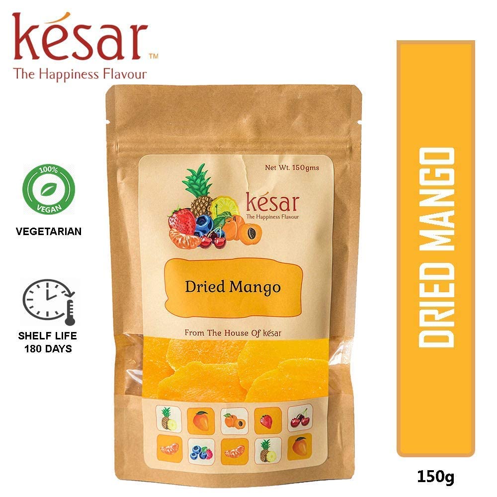 Kesar Sweets Unjunk Sun Dried Mango Slices - 150g | All Natural Dehydrated Fruit Snacks | No Additives or Preservatives | Healthy Vegan Gluten-Free Treat | Perfect for Lunchboxes, Hiking & Office Snacking