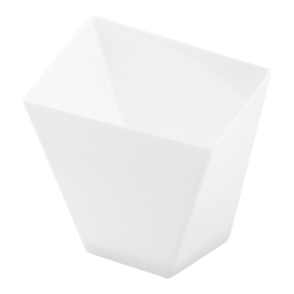 100 Pack 2 oz Square White Plastic Dessert Dishes with 100 Silver Mini Forks - Perfect for Parties, Weddings, Catering & Elegant Dessert Serving