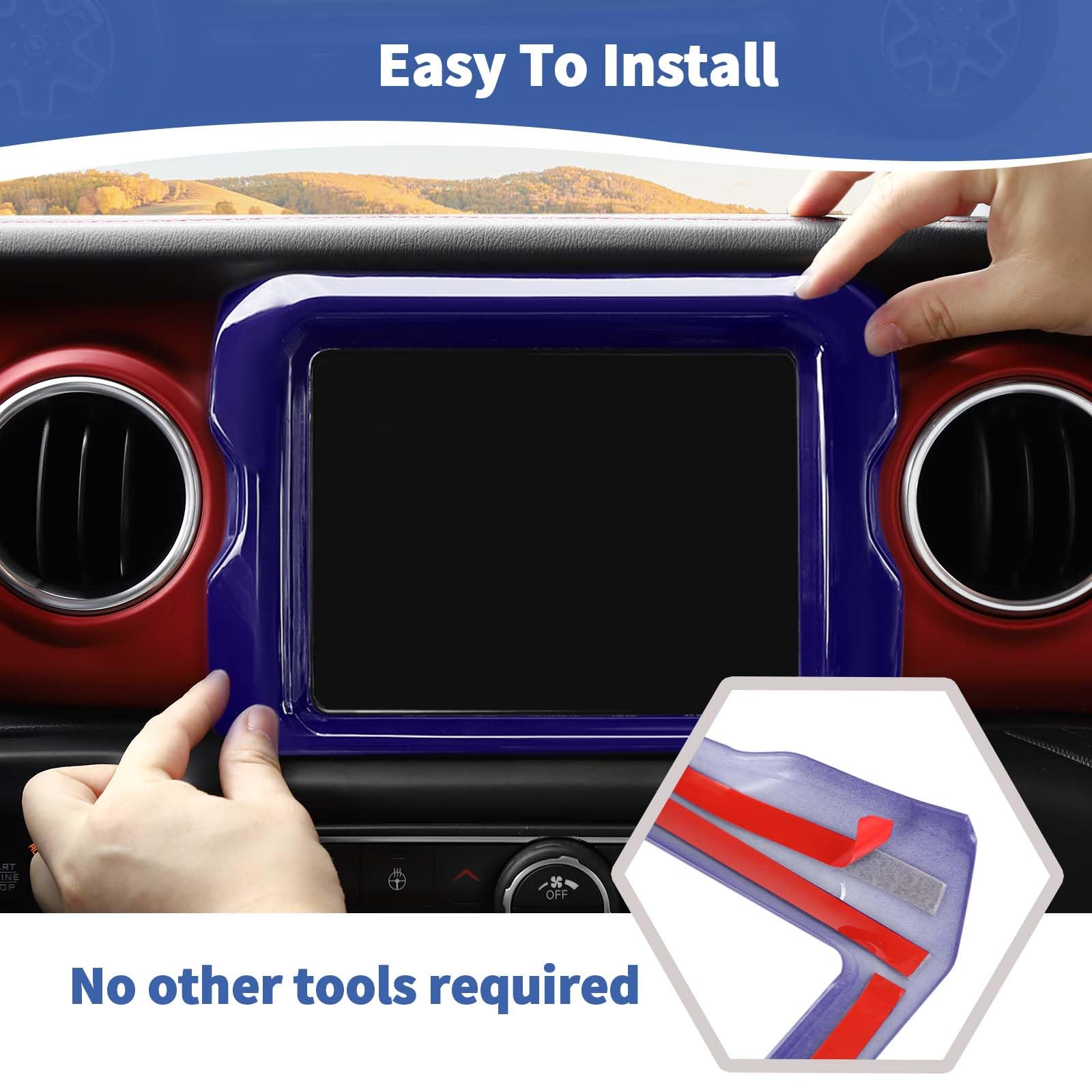 Jeep JL Center Console Radio Display Panel Trim Cover - Compatible with Jeep Wrangler JL/JLU & Gladiator JT (2018-2023) - 8.4 Inch Purple Interior Accessories - Upgrade Your Ride for Off-Road Adventures & Daily Commuting