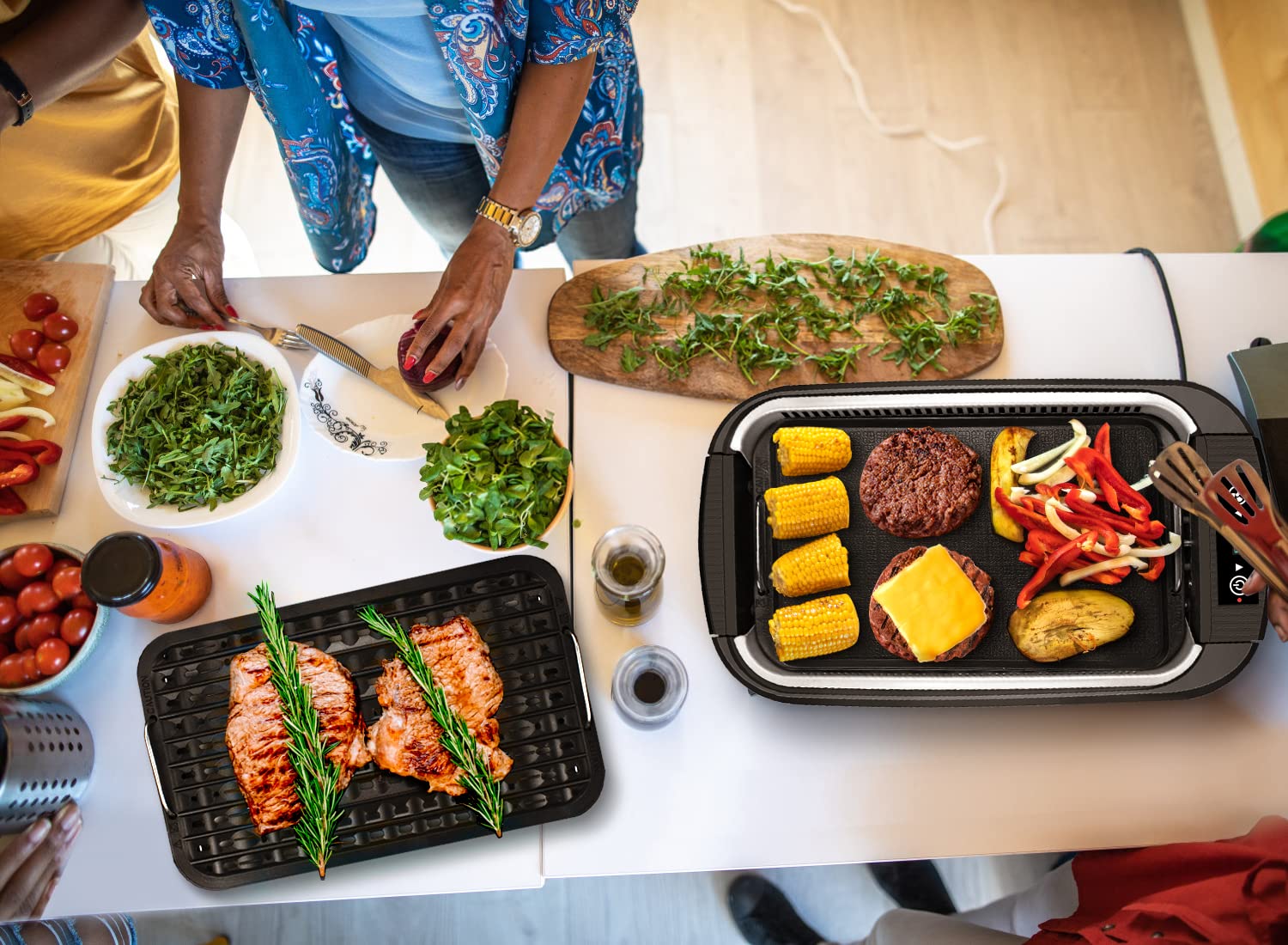 CUSIMAX 1500W Electric Smokeless Indoor Grill - Korean BBQ Griddle with LED Smart Display, Tempered Glass Lid & Non-Stick Removable Plates - Perfect for Home Cooking, Family Gatherings & Healthy Meals (Black)