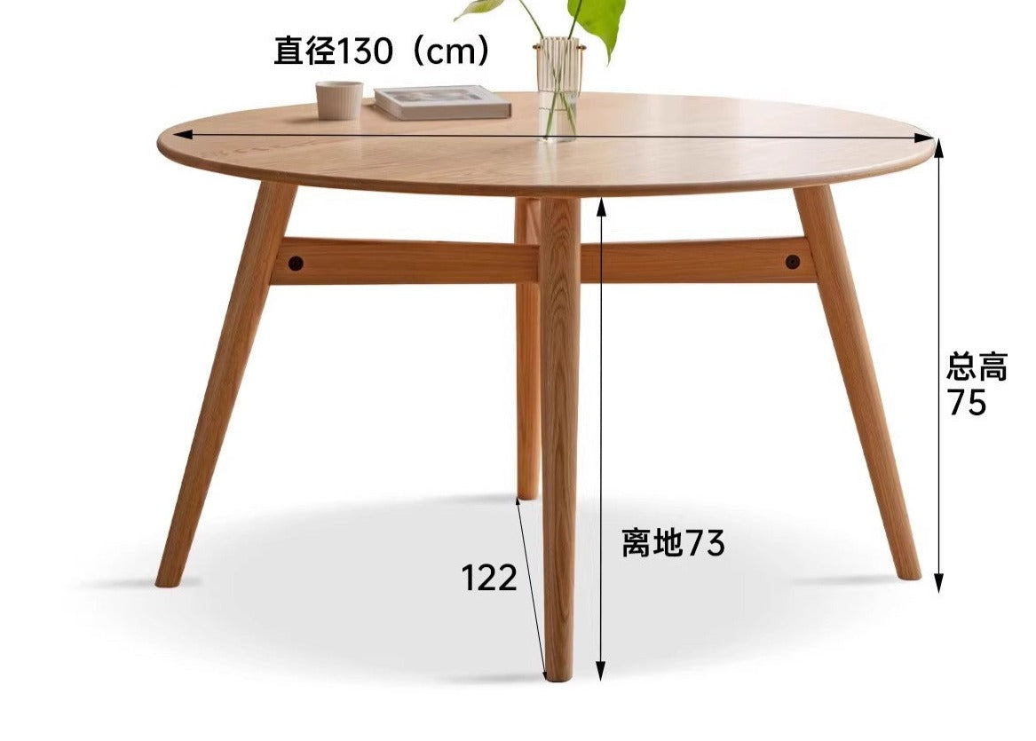 Solid Oak Wood Round Dining Table - Natural Finish, Durable & Stylish for Kitchen, Dining Room, or Outdoor Patio Use