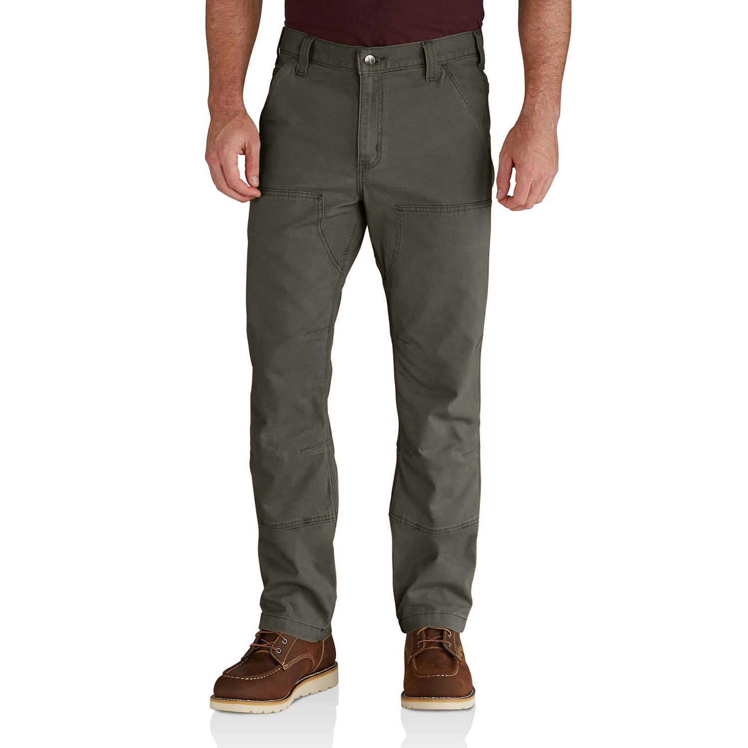 Carhartt Men's Rugged Flex® Rigby Double Front Work Pants - Durable & Flexible Moss Green for Construction, Landscaping & Outdoor Work
