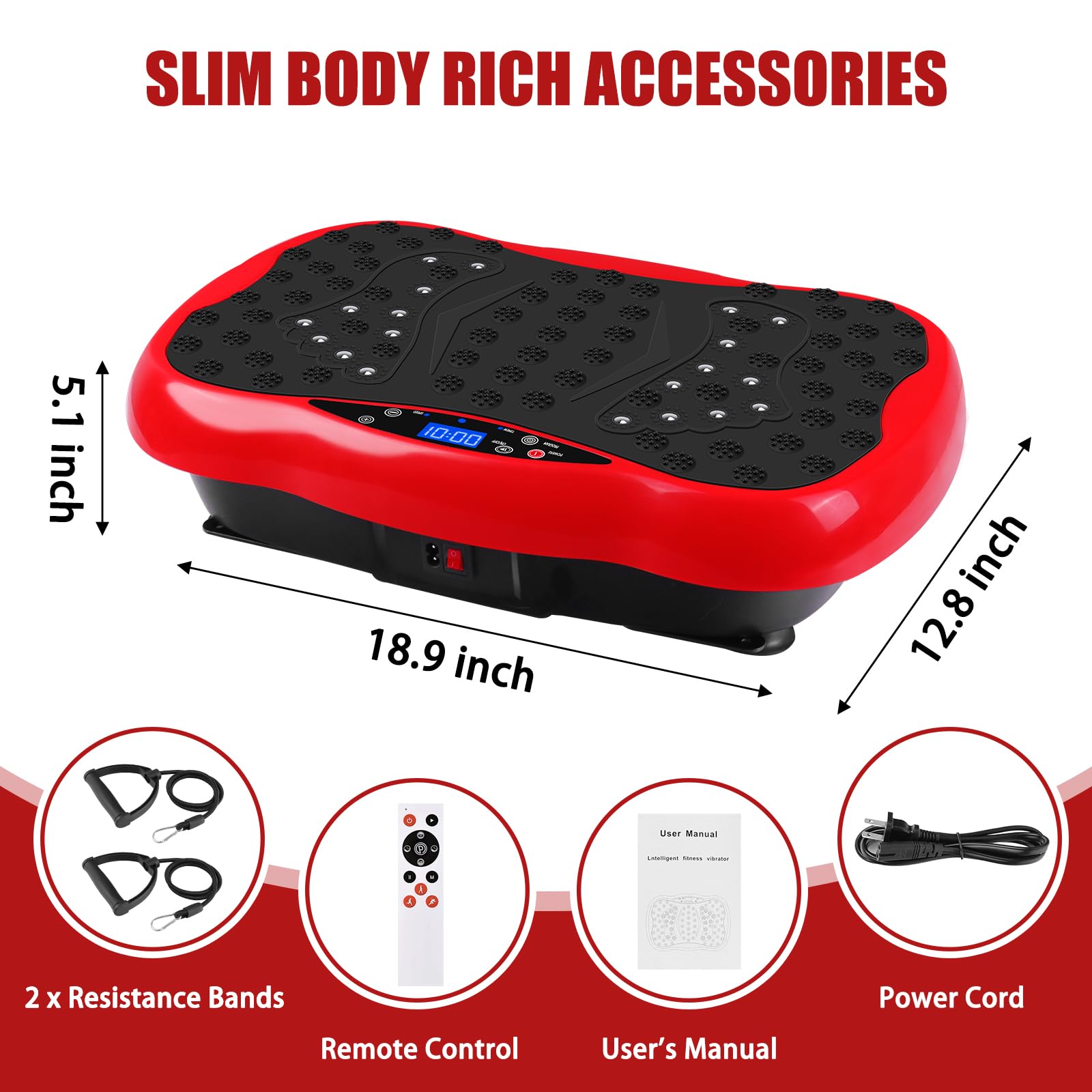 **Full Body Vibration Plate Exercise Machine for Weight Loss & Home Fitness – Portable Vibration Platform with Resistance Bands & Remote – Lymphatic Drainage & Muscle Recovery – Perfect for Home Gym, Workouts & Relaxation**