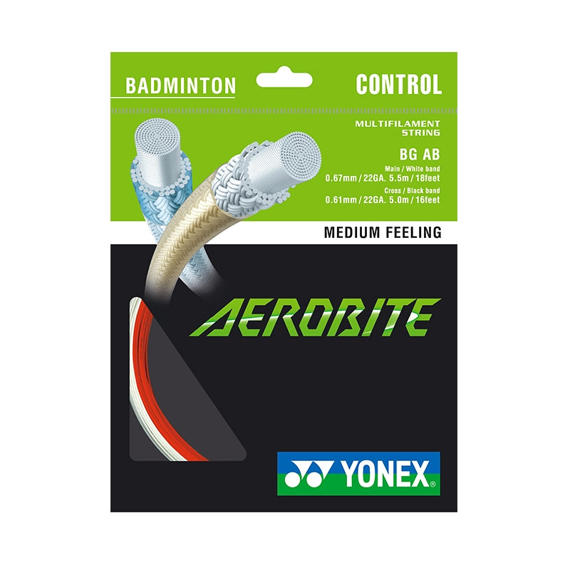 Yonex Aerobite Badminton String Set (10m) - High Performance Badminton Racket String for Durability & Control | Perfect for Tournament Play & Training
