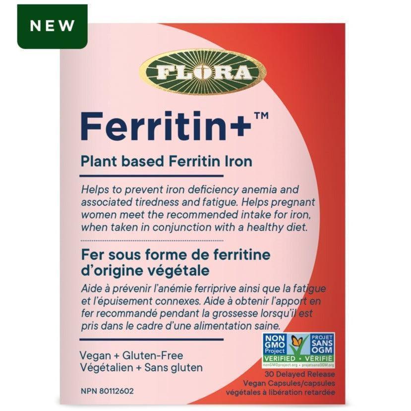 Flora Ferritin+ Plant-Based Ferritin Iron Supplement - 30 Capsules for Iron Deficiency & Energy Support - Vegan, Non-GMO Iron Boost for Women & Men - Perfect for Active Lifestyles & Vegetarian Diets
