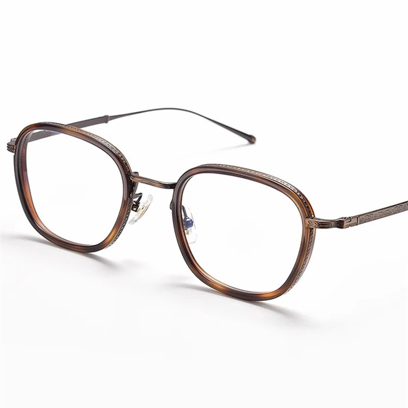 Stylish Black Unisex Square Acetate Titanium Frame Eyeglasses for Men & Women - Perfect for Reading, Working, and Everyday Fashion Accessory