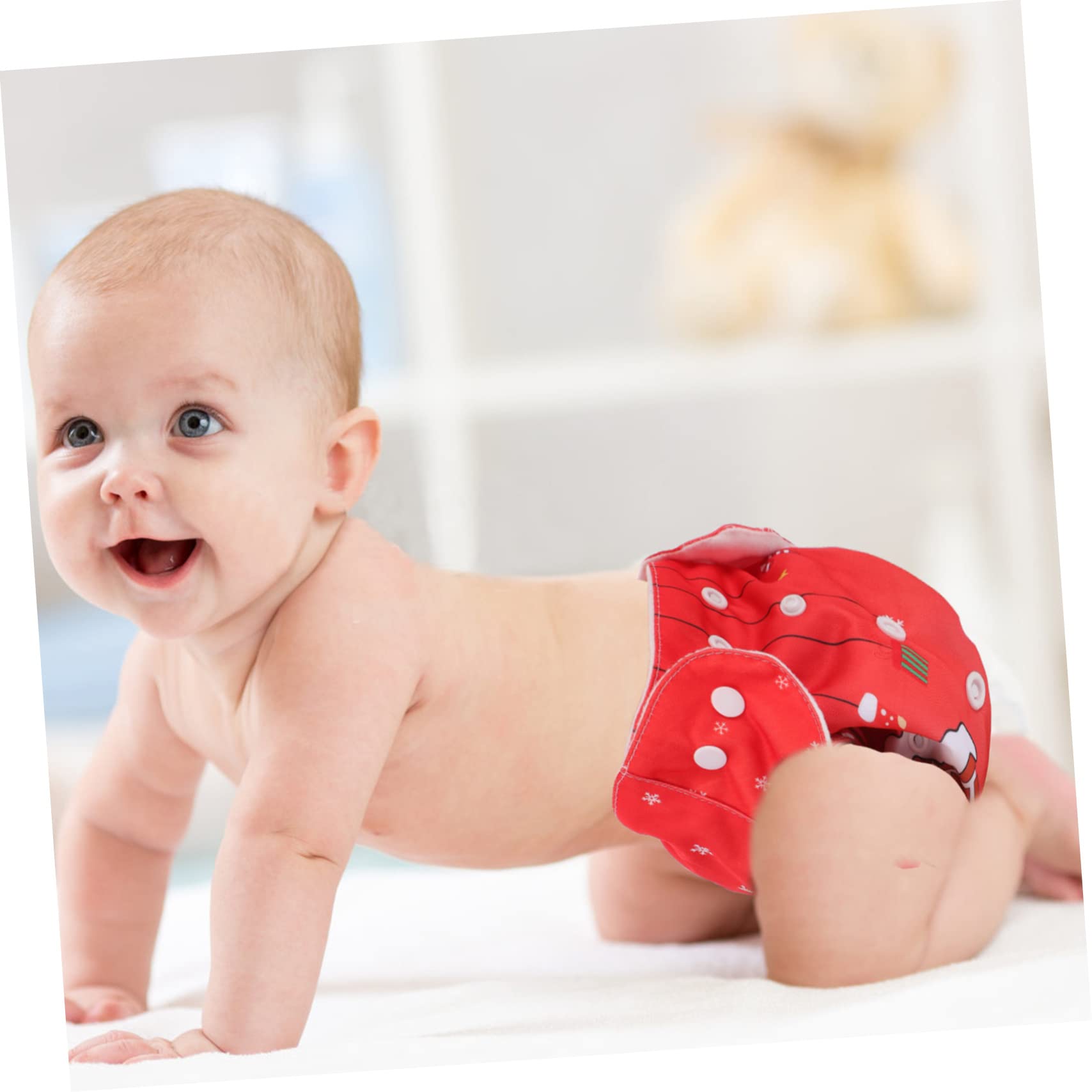 16 Pcs Washable Christmas Cloth Diapers - Soft Brushed Lining Swim Diaper Pants for Newborns & Babies | Holiday Outfit & Cloud Plush Toy Gift Set | Perfect for Holiday Photos, Swimming & Everyday Use