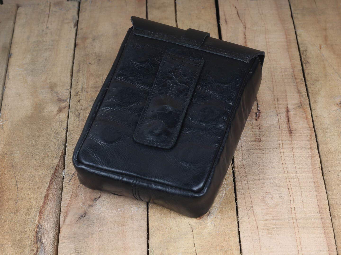Genuine Leather Motorcycle Magnetic Tank Pouch by Trip Machine Co. - Waterproof Storage Bag for Phone, Wallet & Riding Essentials (Black) - Perfect for Harley, Cruiser & Touring Bikes