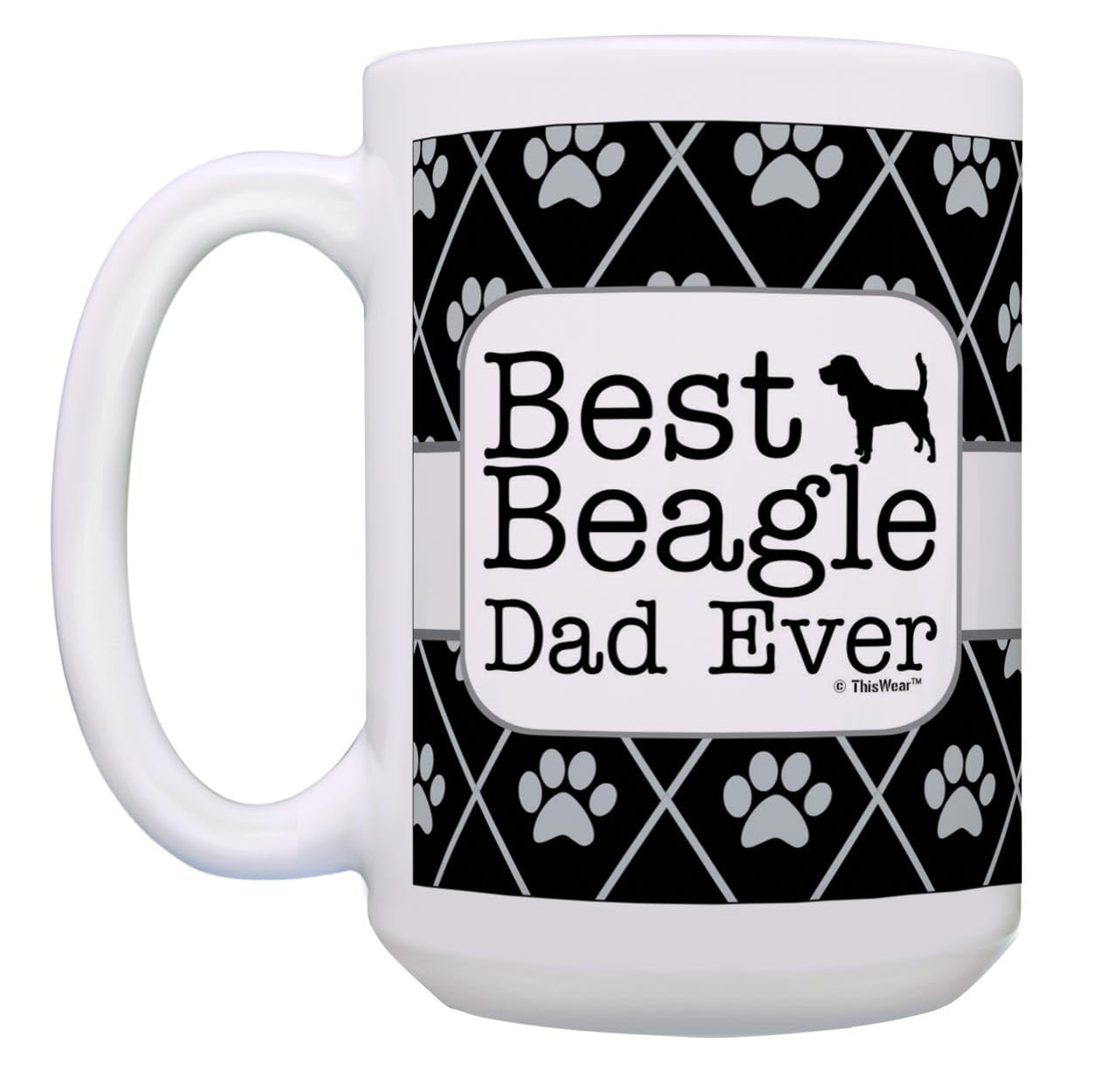 Best Beagle Dad Ever - 2 Pack 15oz Ceramic Coffee Mugs Set for Dog Lovers, Beagle Themed Gifts for Men - Perfect for Father's Day, Birthday & Office Use