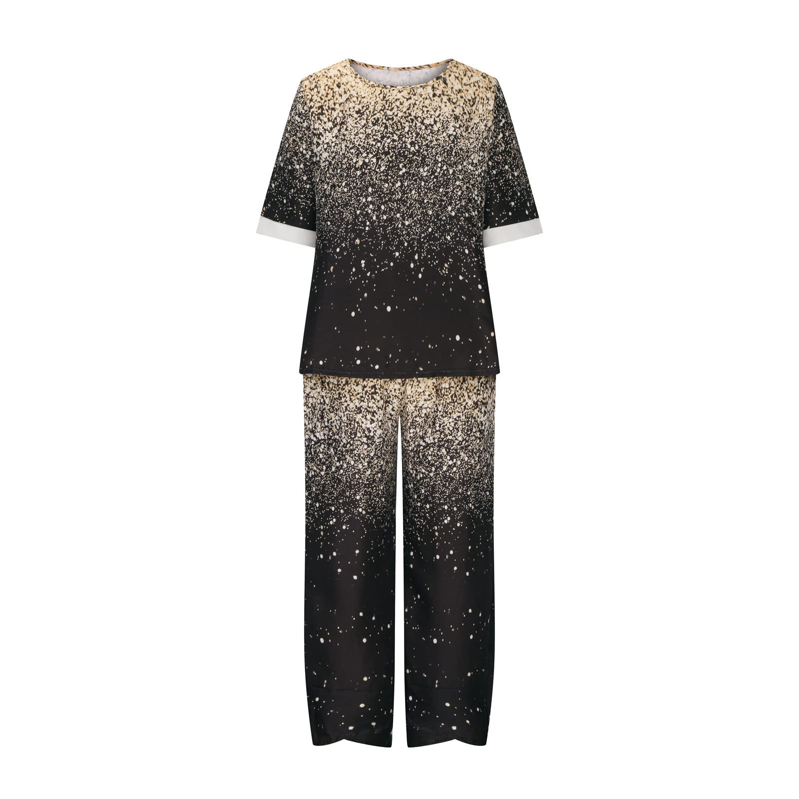 Women's Summer Linen Outfits - 2 Piece Lounge Set with Half Sleeve T-Shirt & Cotton Linen Pants - Plus Size Vacation Wear for Beach, Travel & Casual Comfort