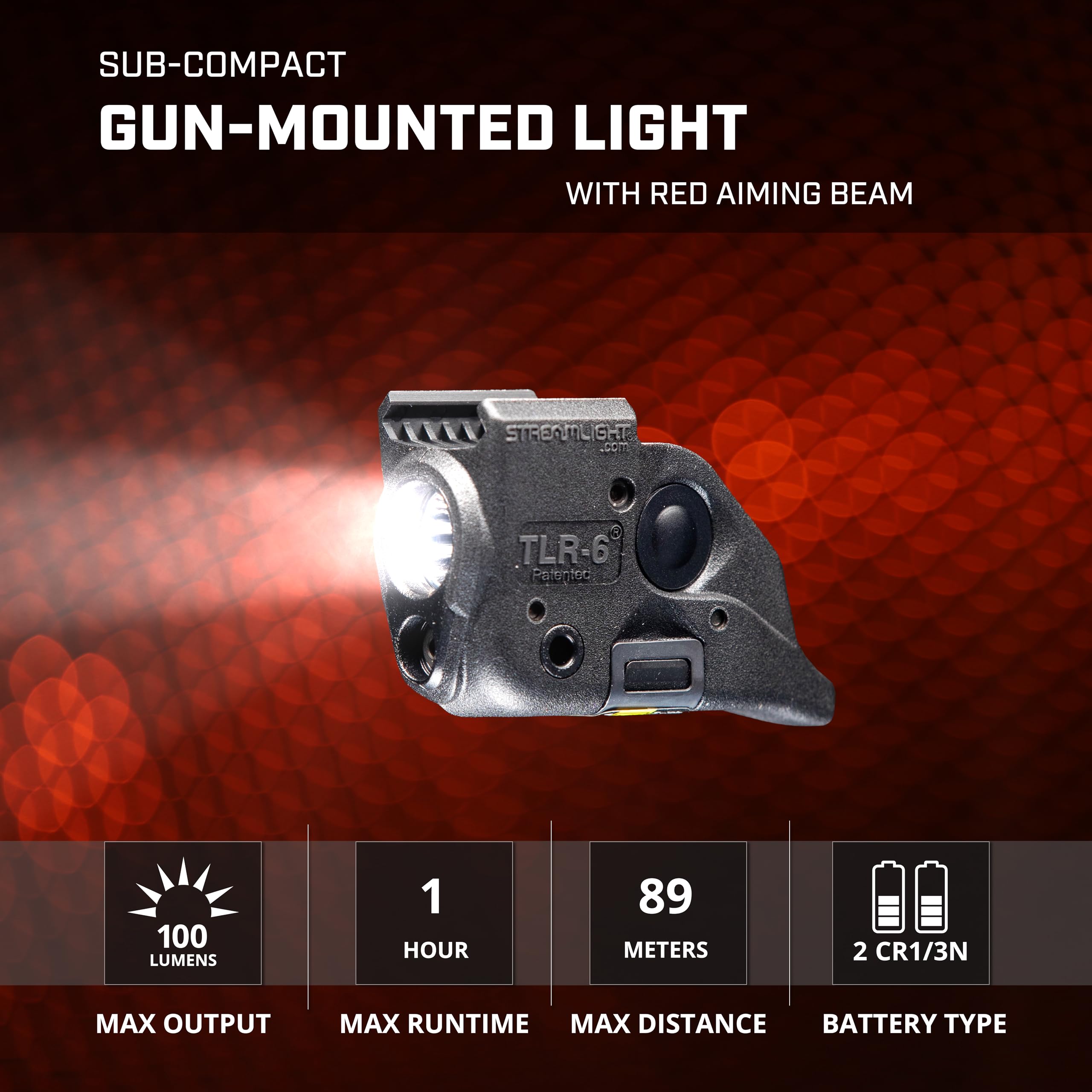 Streamlight 69293 TLR-6 Tactical Pistol Flashlight 100 Lumen with Red Laser - Compatible with M&P Railed Handguns - Perfect for Home Defense, Tactical Training & Night Shooting (Black)