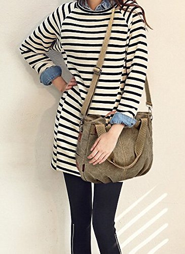 Women's Casual Canvas Tote Bag - Lightweight Hobo Shoulder Purse for Daily Use, Shopping & Work (Khaki) | Perfect for Groceries, Beach Trips & Office Commute