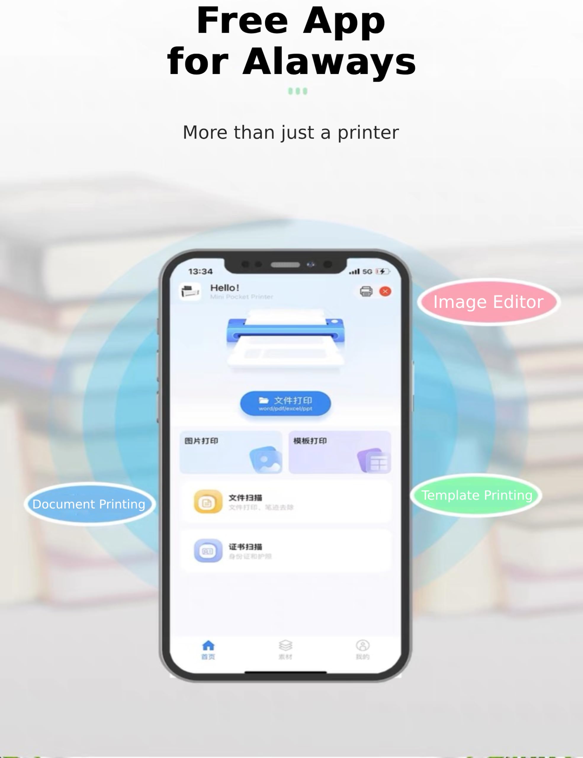 A4 Mini Bluetooth 5.2 Thermal Printer - 200dpi Inkless Portable USB Rechargeable Printer with 7 Printing Sizes for Home, Office & Travel | Perfect for Labeling, Receipts, Notes & DIY Projects