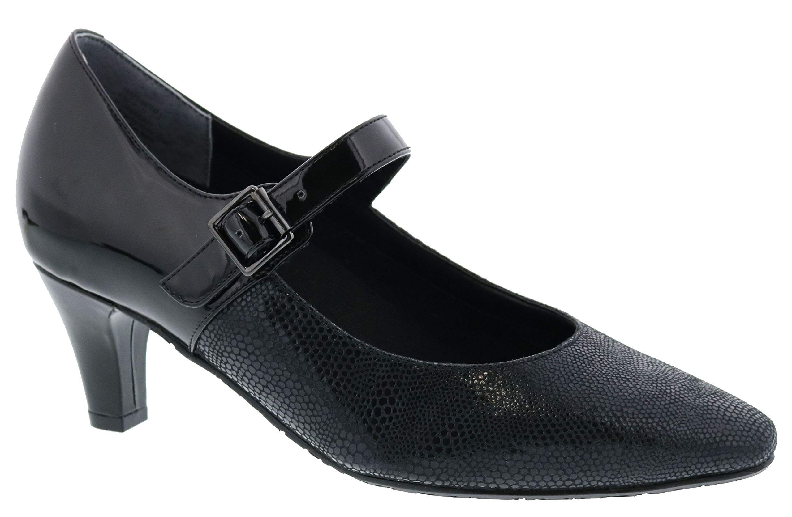 Ros Hommerson Kiki 75075 Women's Dress Heels - Leather Buckle Strap Pumps for Women - Comfortable High Heels for Office, Party & Wedding (Black, Size 7.5)