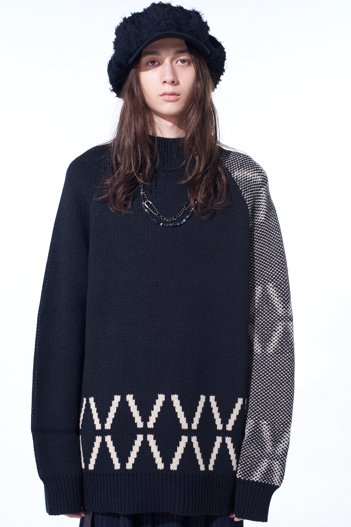 Bulky Wool Bird's Eye Reversible High Neck Knit Sweater - Cozy Winter Pullover for Women, Perfect for Cold Weather & Casual Outings